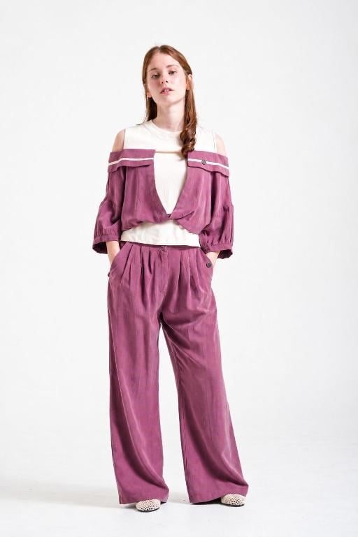 İnce Gabardin Kız Pantolon - Mürdüm