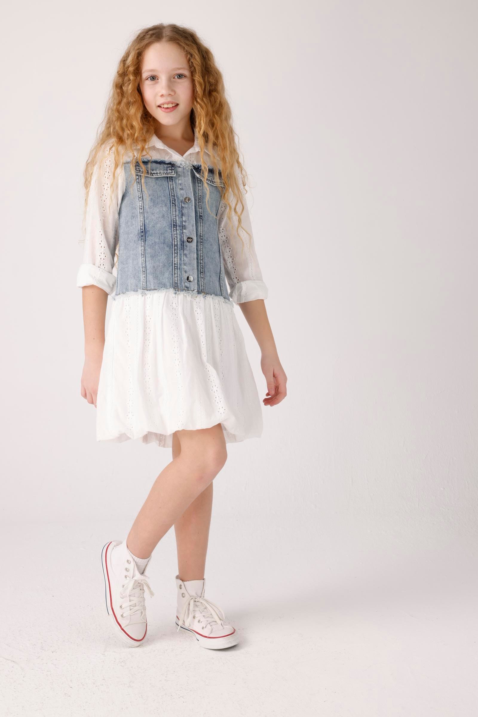 JENA Denim Parçalı Elbise - Mavi