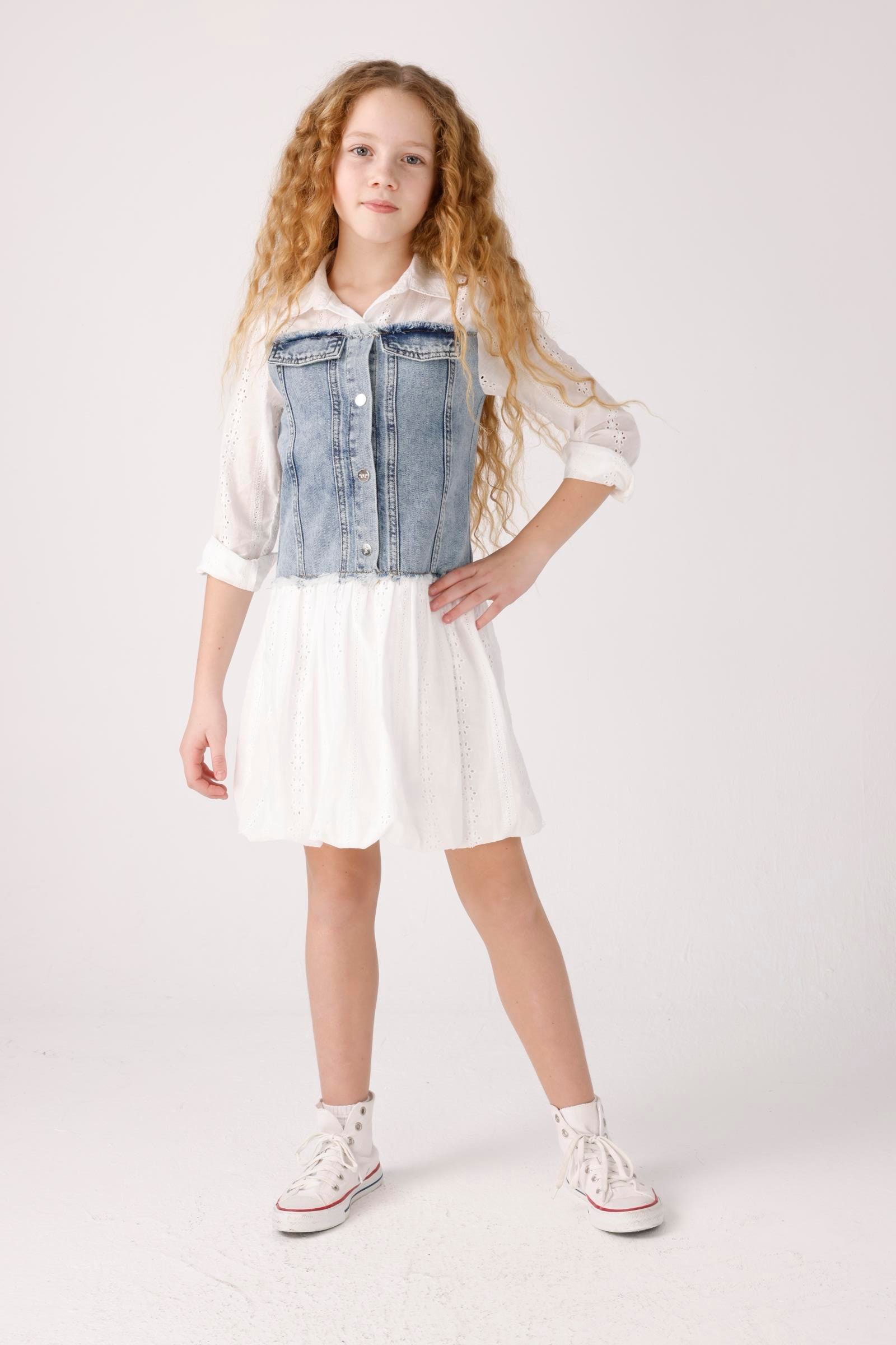 JENA Denim Parçalı Elbise - Mavi