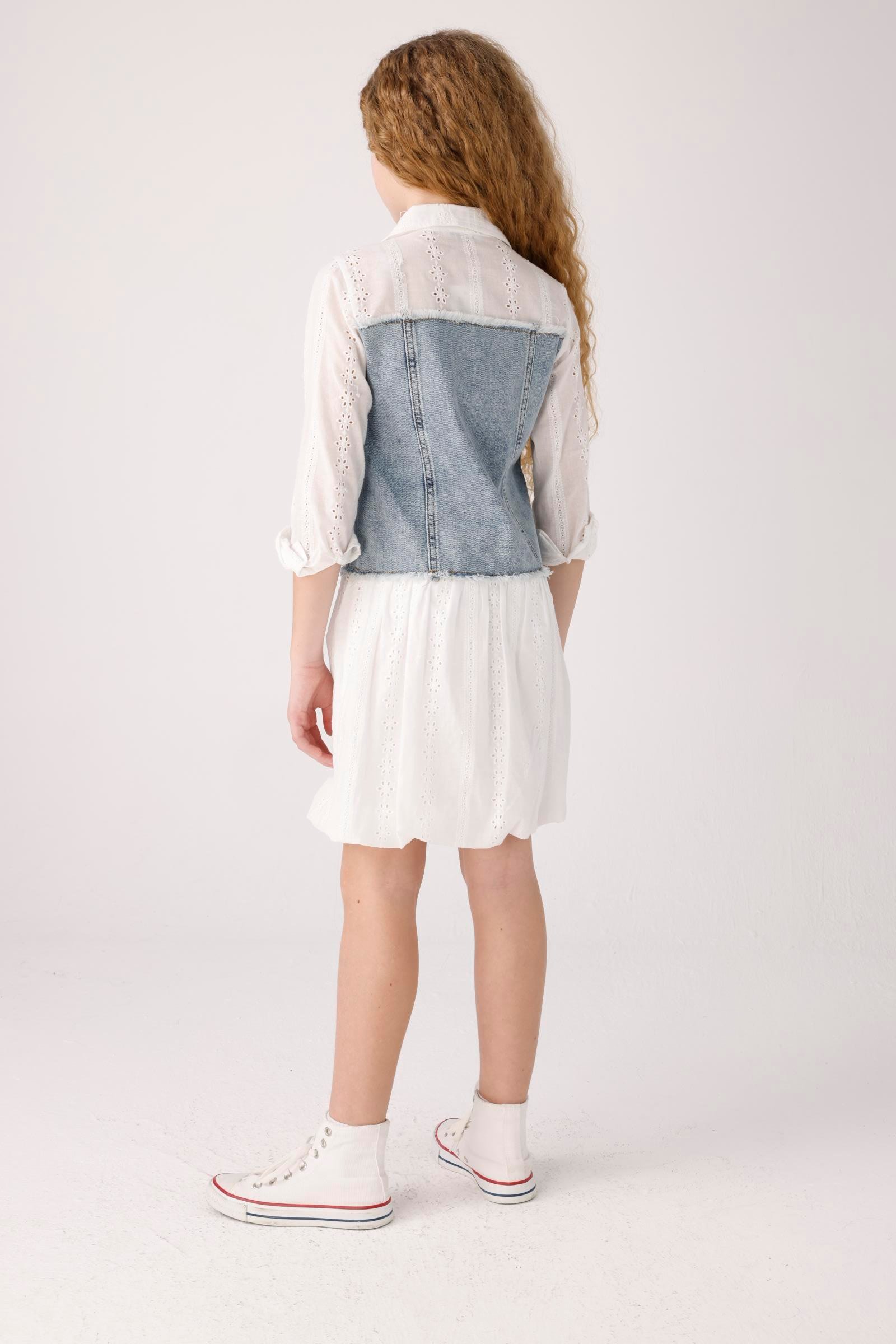 JENA Denim Parçalı Elbise - Mavi