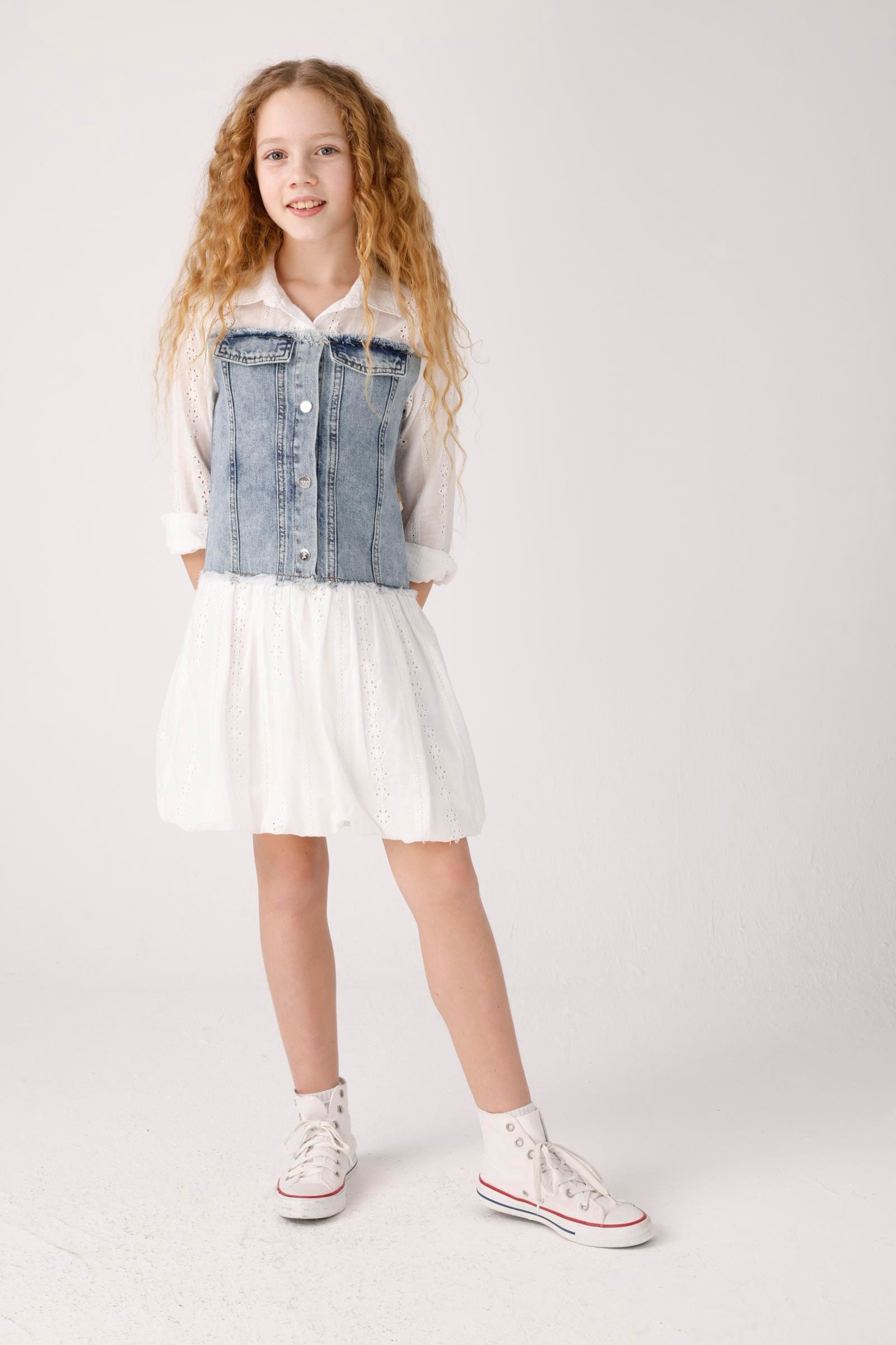 JENA Denim Parçalı Elbise - Mavi