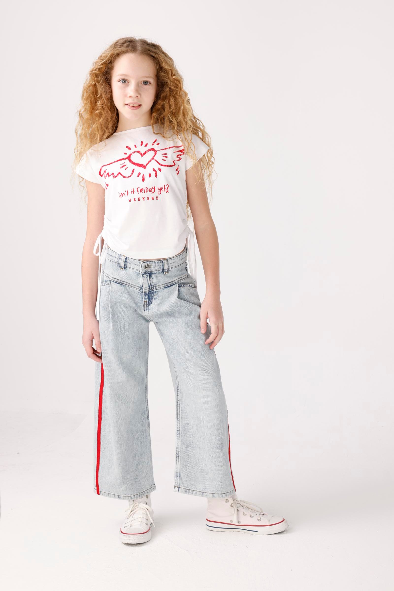 JENA Kanatlı Kalp Kız Tişört - Kırmızı