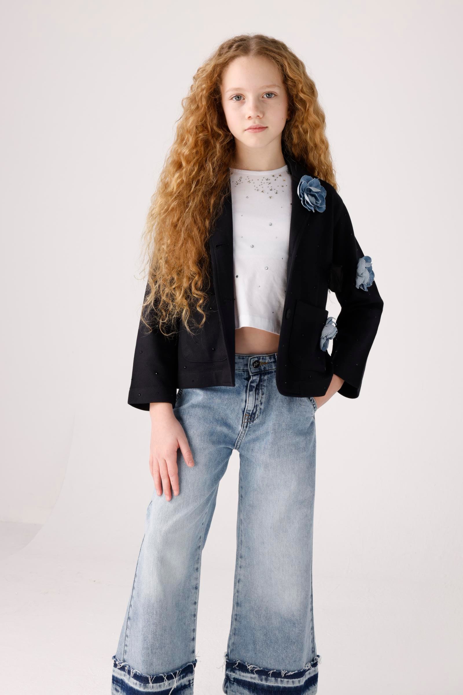 JENA Pis Paça Kız Pantolon - Mavi