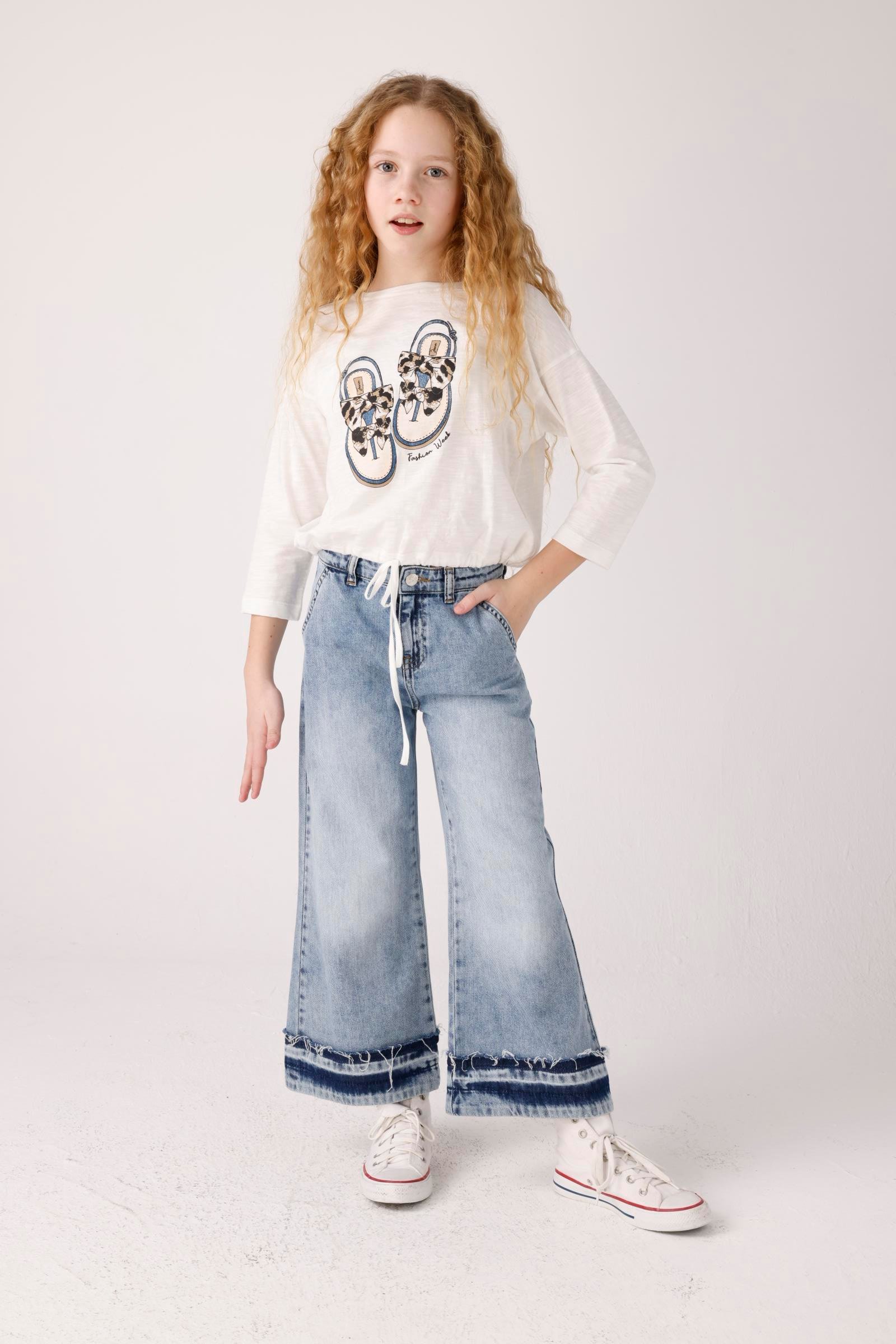 JENA Pis Paça Kız Pantolon - Mavi