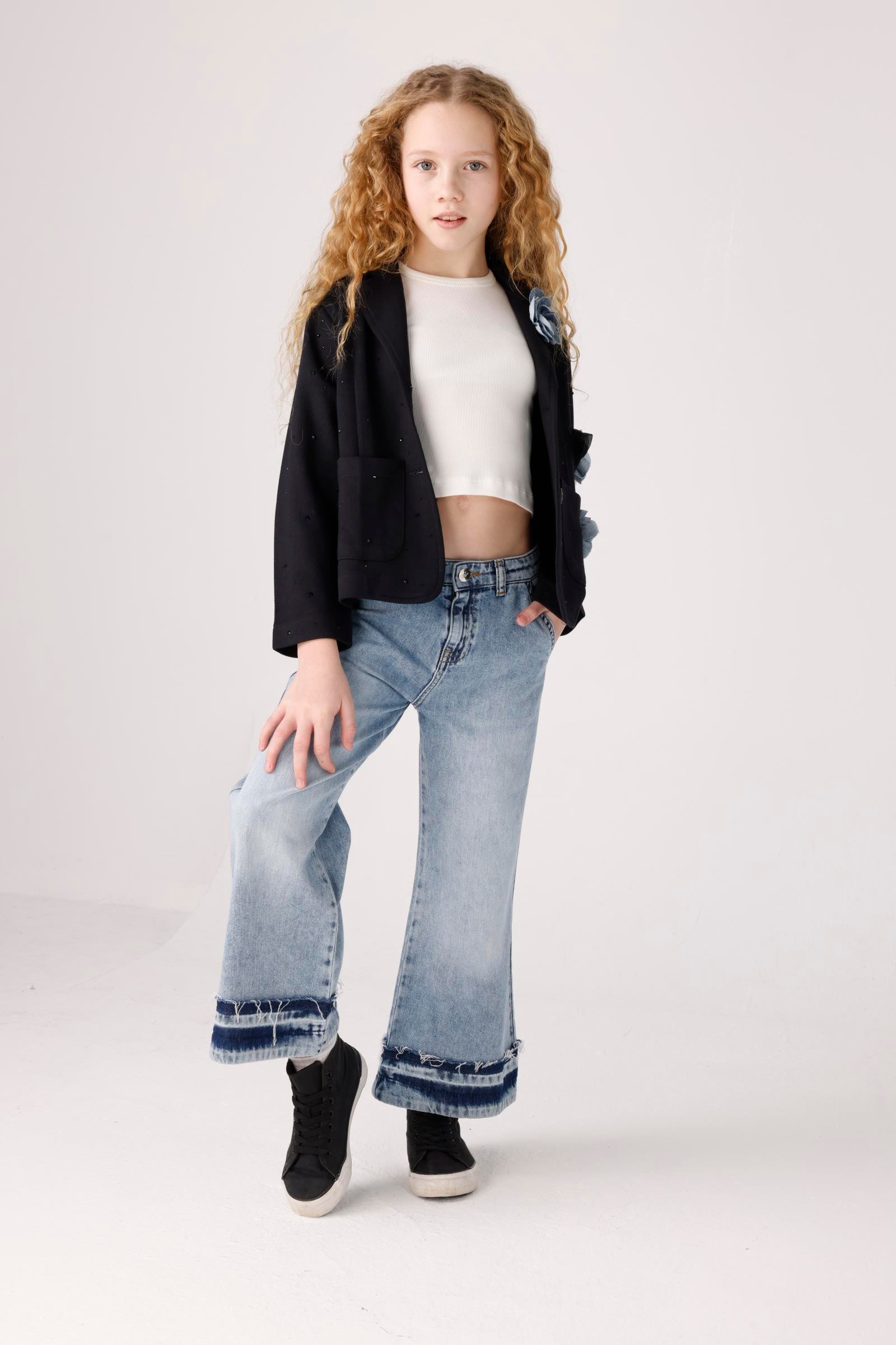 JENA Pis Paça Kız Pantolon - Mavi