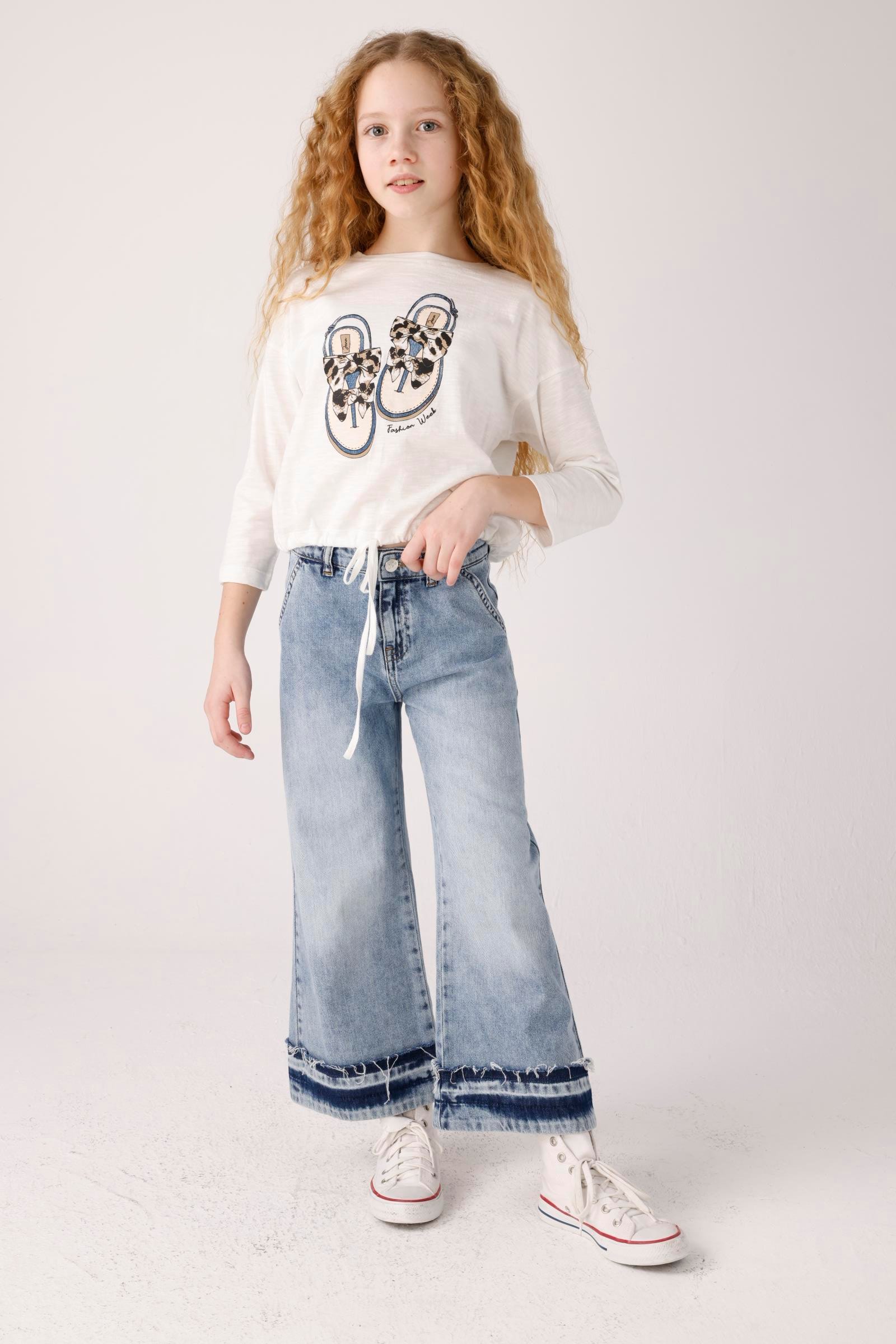 JENA Pis Paça Kız Pantolon - Mavi