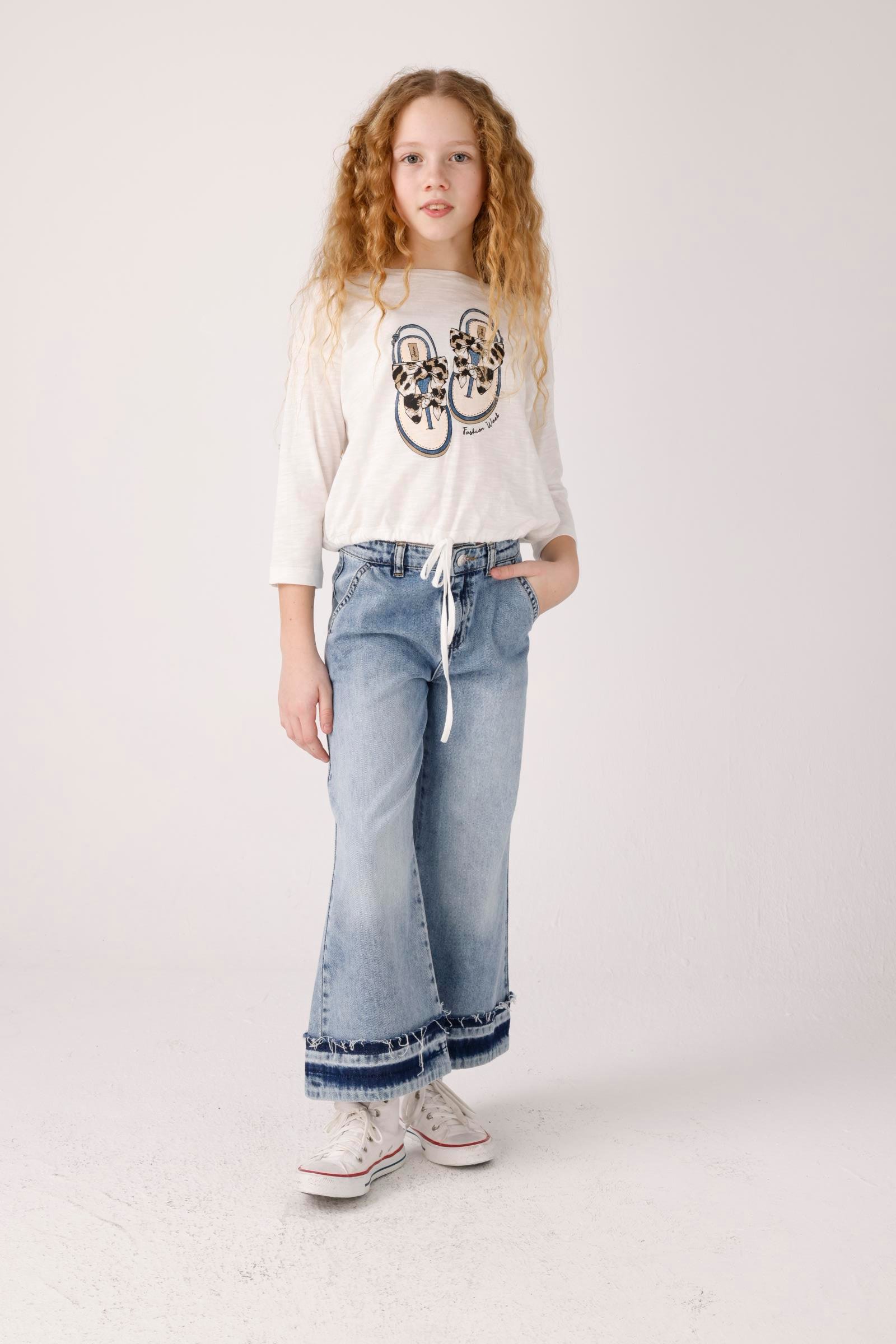 JENA Pis Paça Kız Pantolon - Mavi