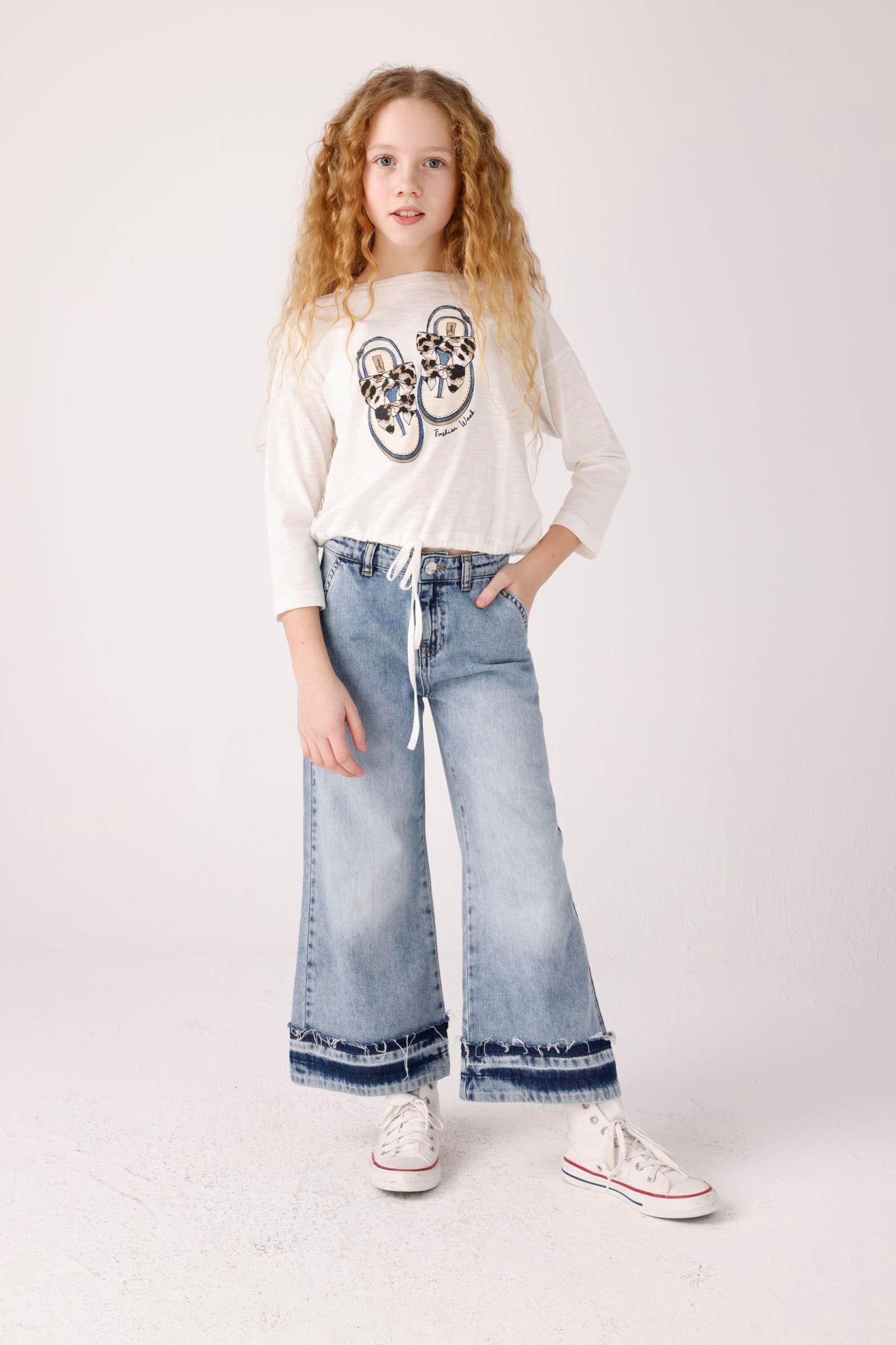 JENA Pis Paça Kız Pantolon - Mavi