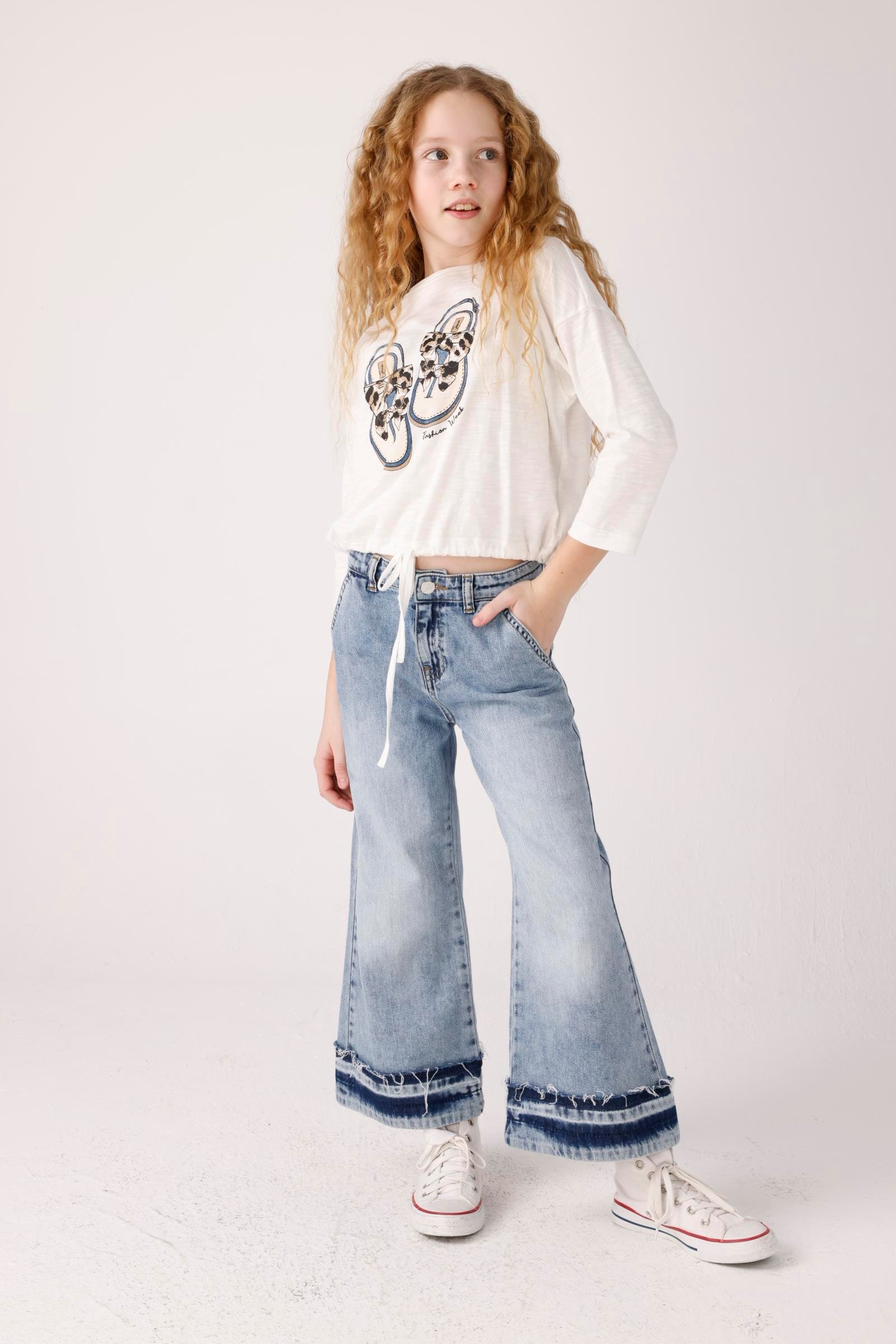 JENA Pis Paça Kız Pantolon - Mavi