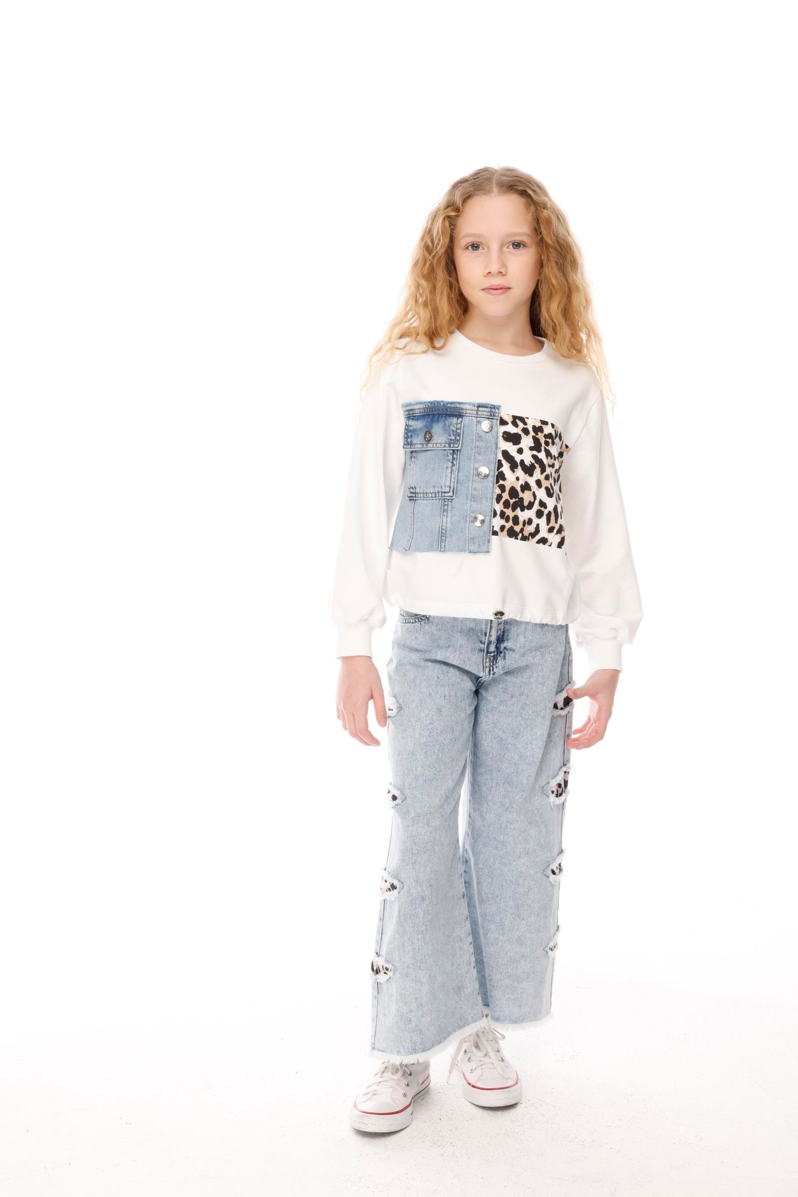 JENA Style Kız Sweat - Beyaz