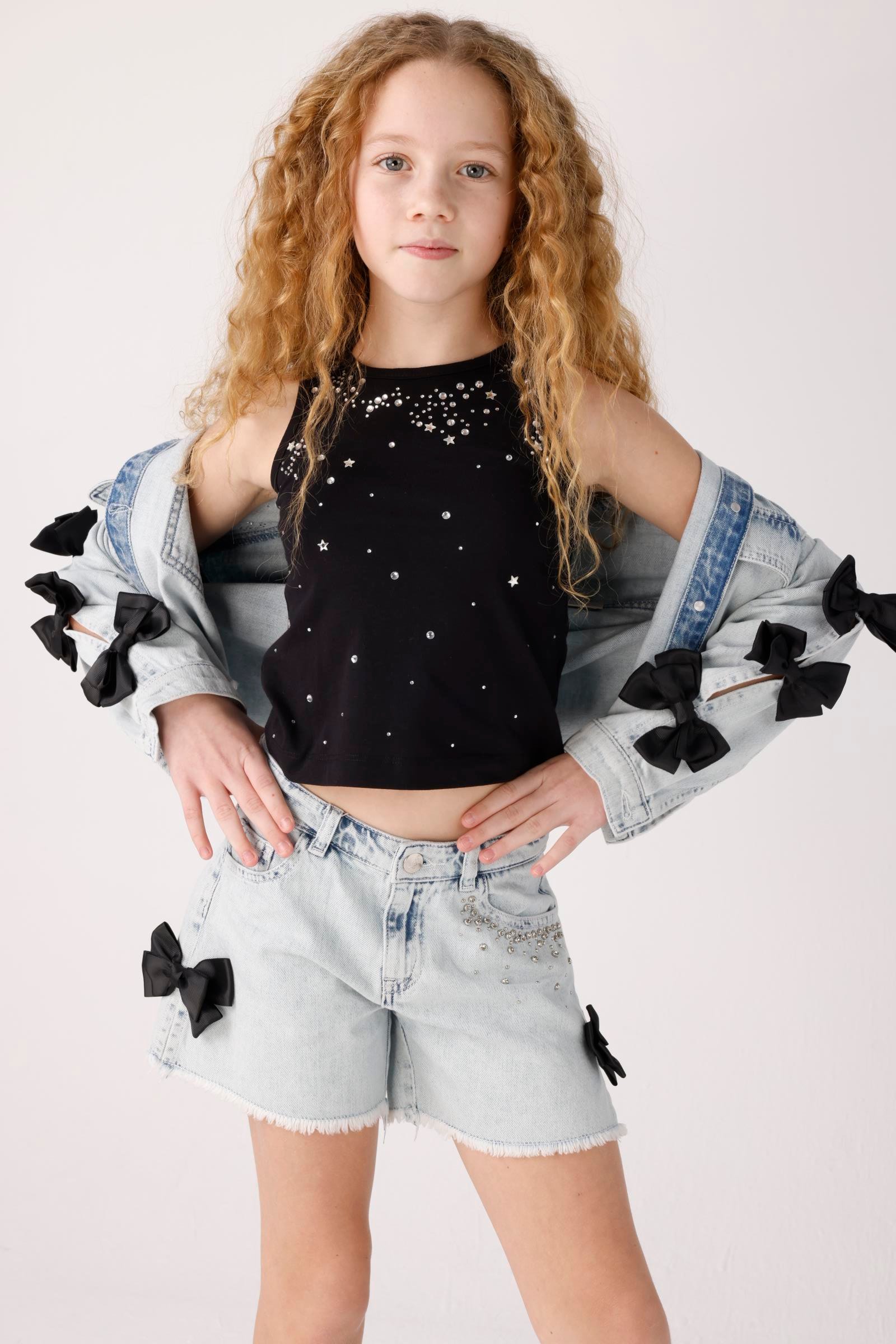 JENA Yanları Fiyonklu Kot Şort - Mavi