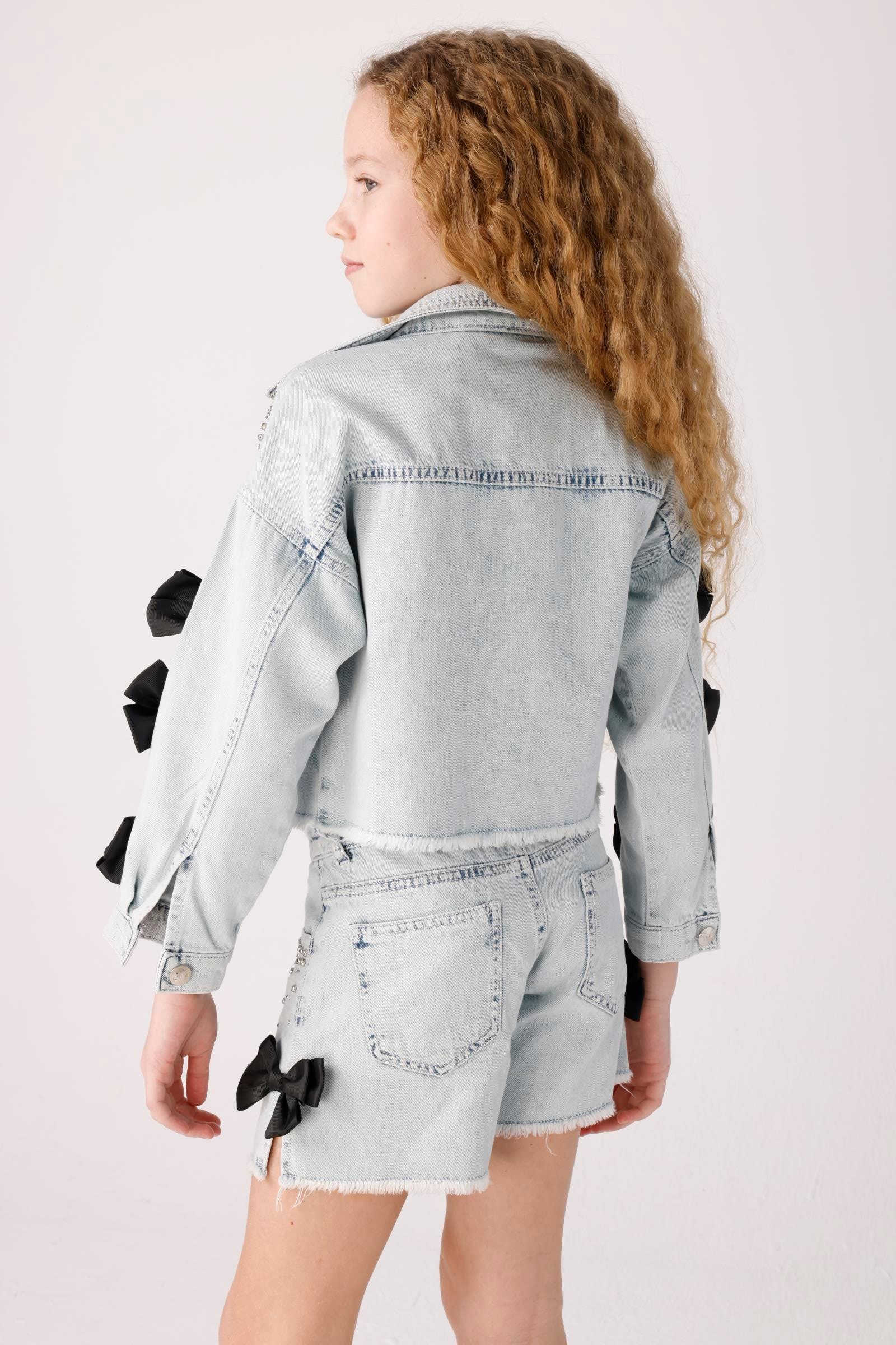 JENA Yanları Fiyonklu Kot Şort - Mavi