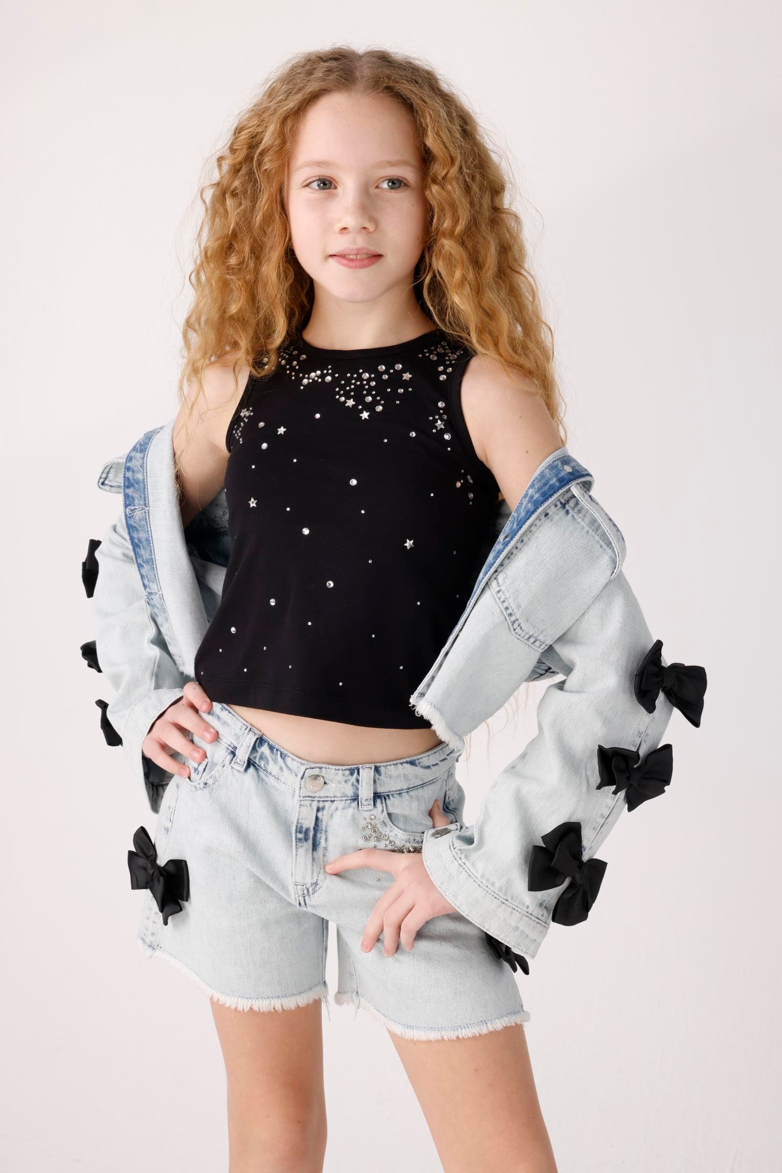 JENA Yanları Fiyonklu Kot Şort - Mavi