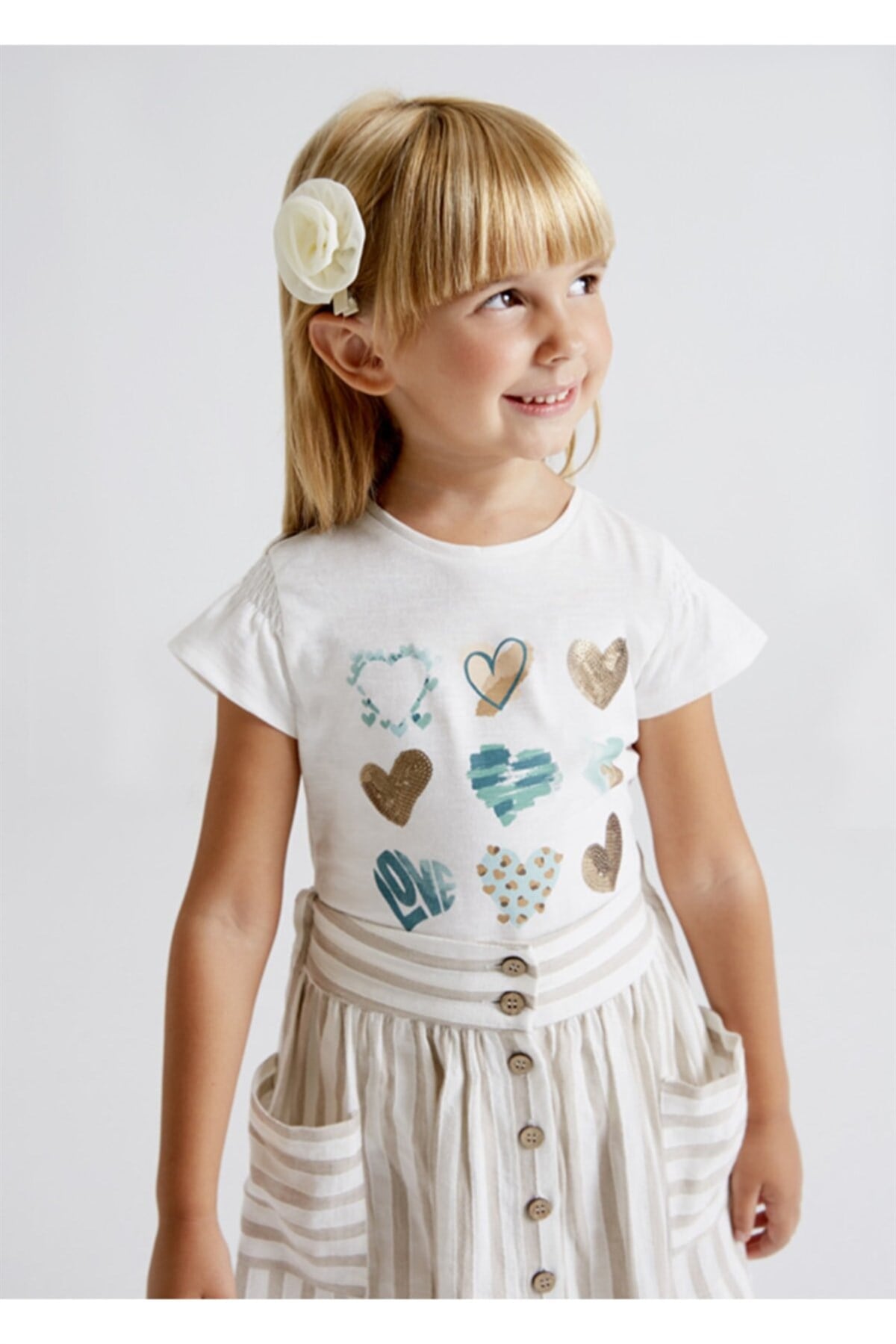 KALP BASKILI T-SHIRT - KREM