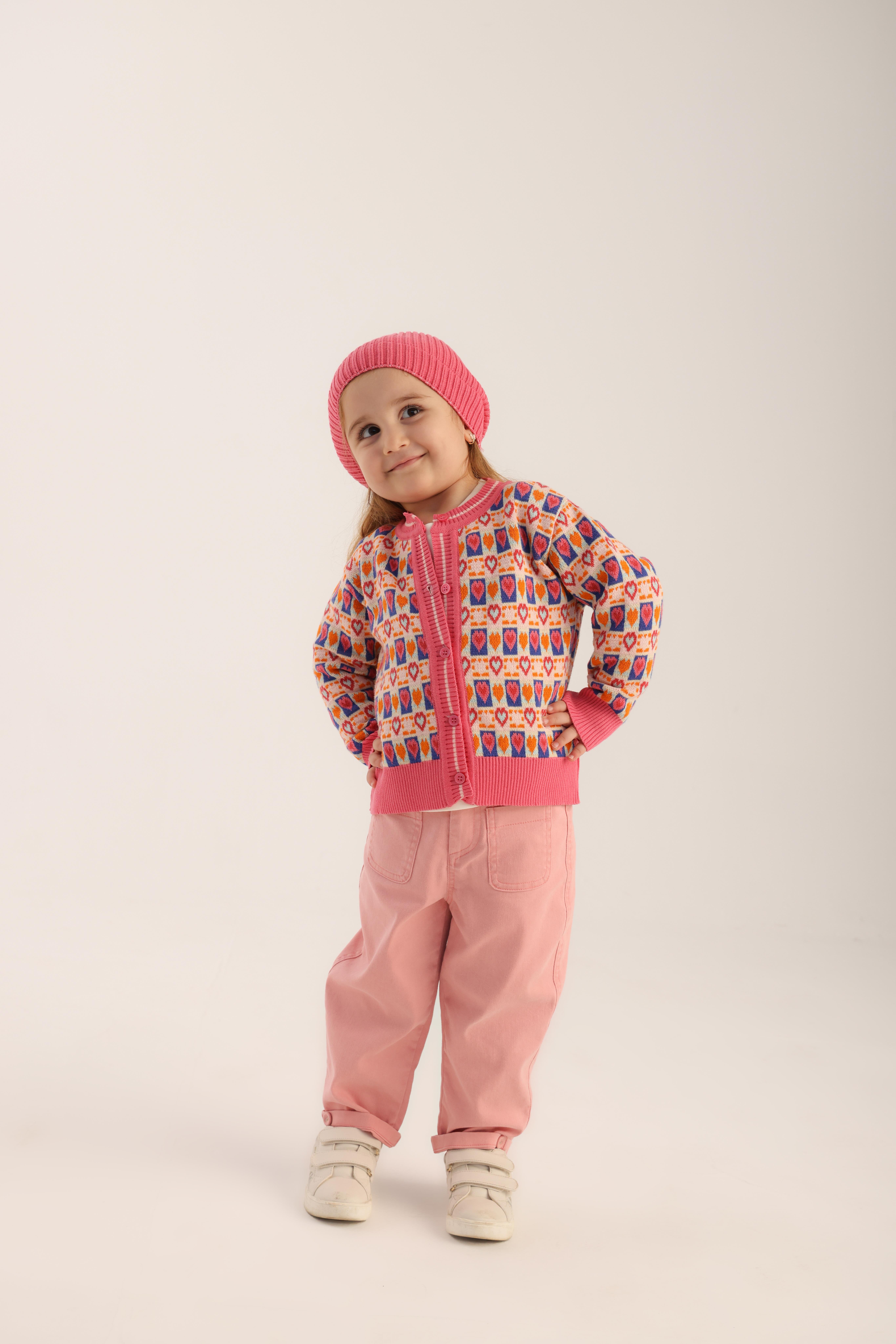 Kalpli Kız 3'lü Takım - Pembe