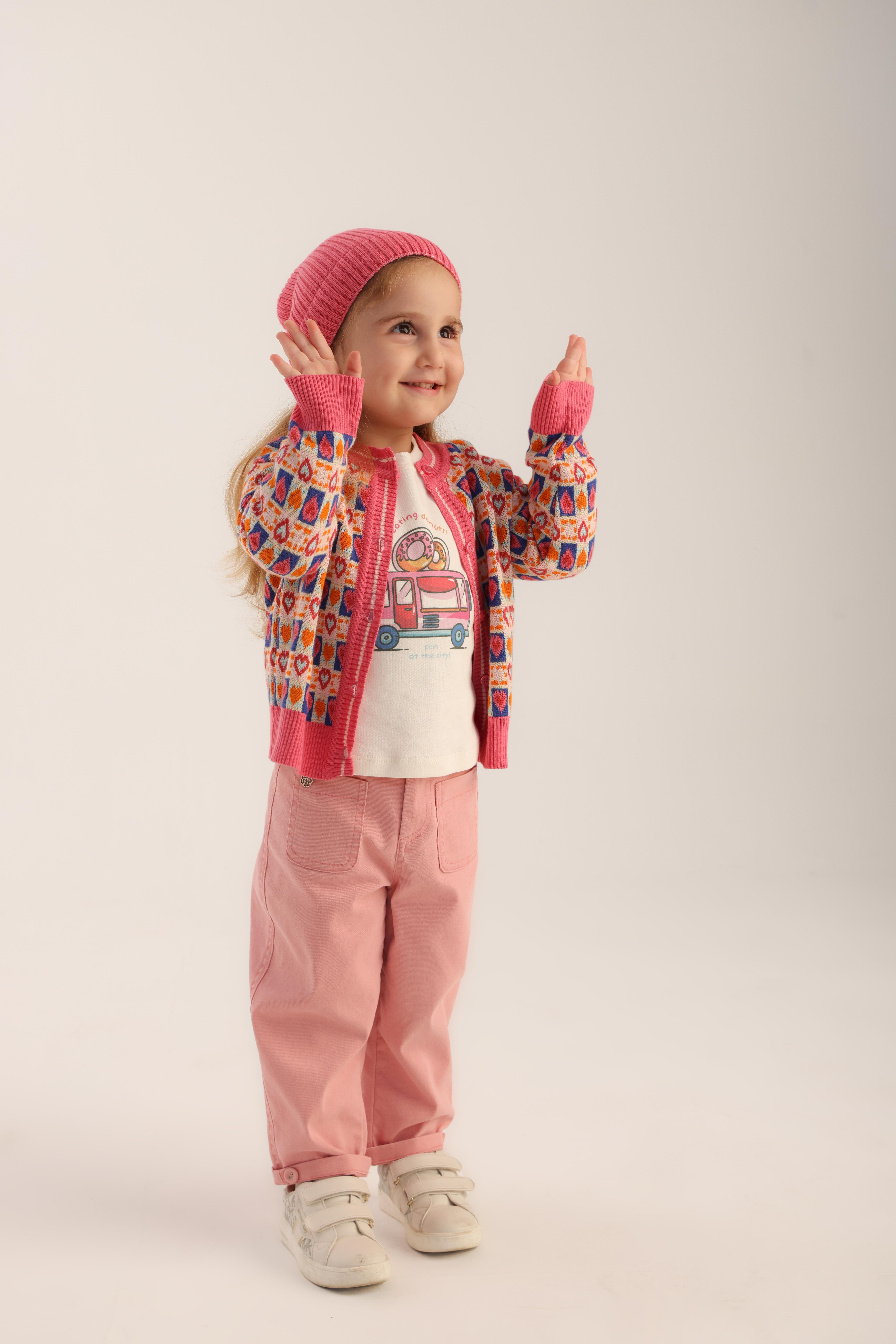 Kalpli Kız 3'lü Takım - Pembe
