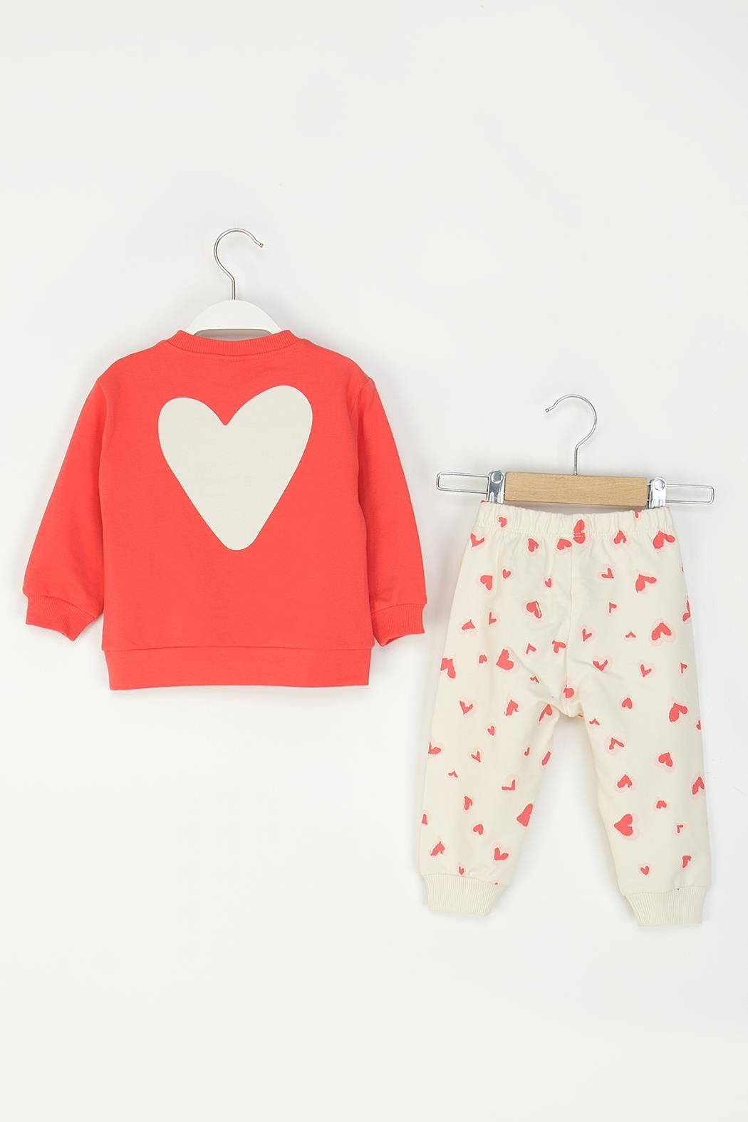 Kalpli Kız Bebe Takım - Nar Çiçeği