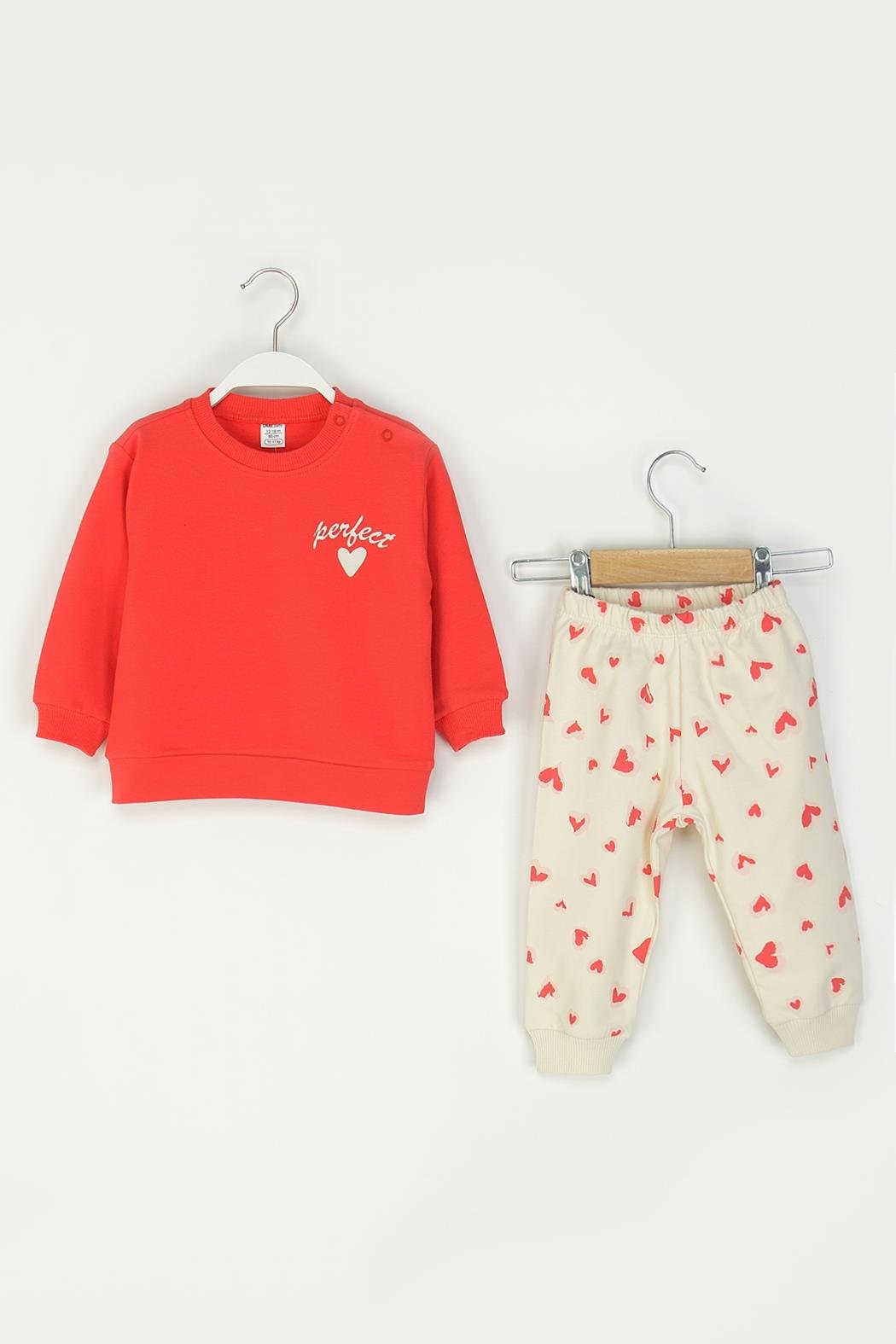 Kalpli Kız Bebe Takım - Nar Çiçeği