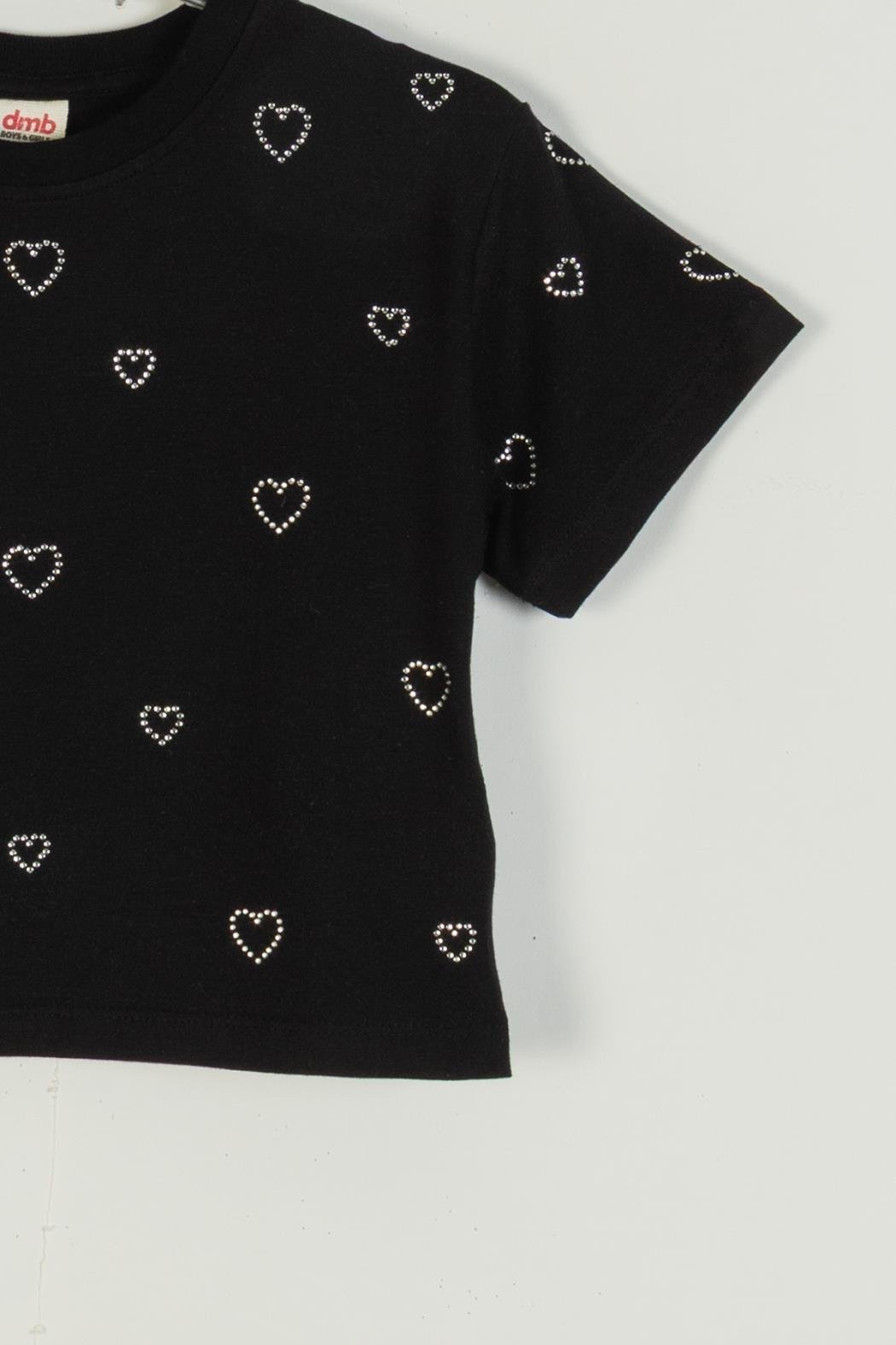 Kalpli Kız Tişört - Siyah