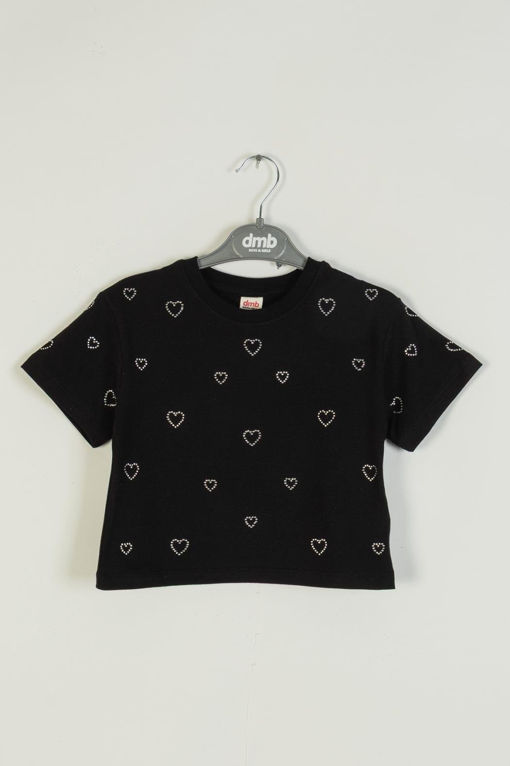 Kalpli Kız Tişört - Siyah