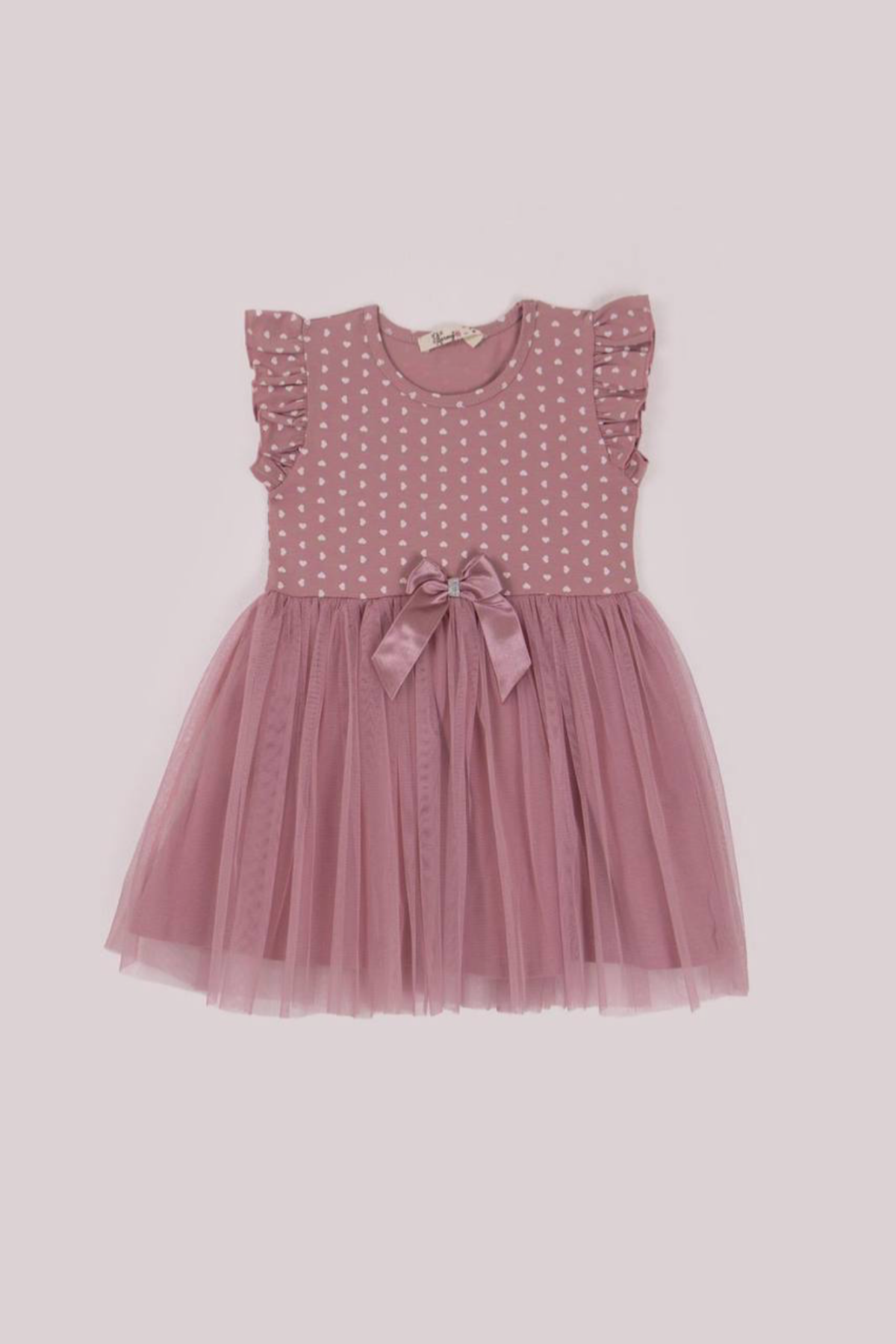 Kalpli Tüllü Elbise - Pudra