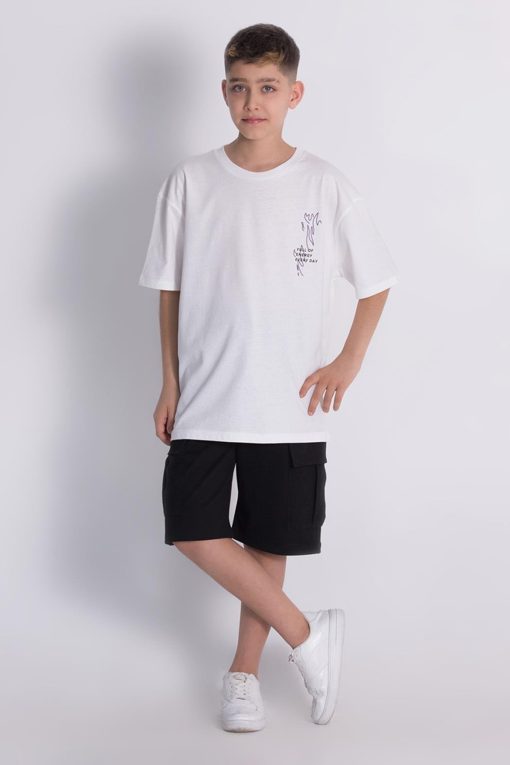 Kargo Cep Penye Şort - Siyah