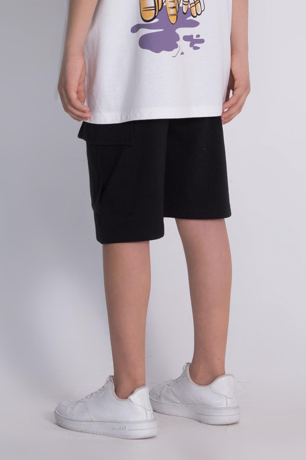 Kargo Cep Penye Şort - Siyah