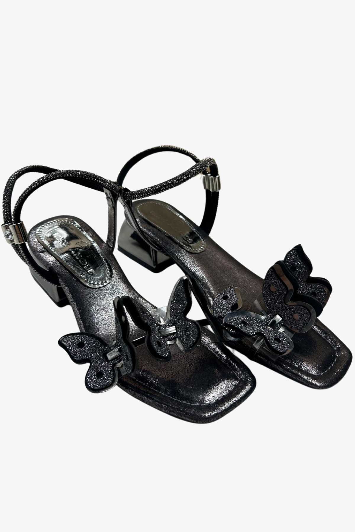 Kelebekli Tek Bant Topuklu Ayakkabı - Antrasit