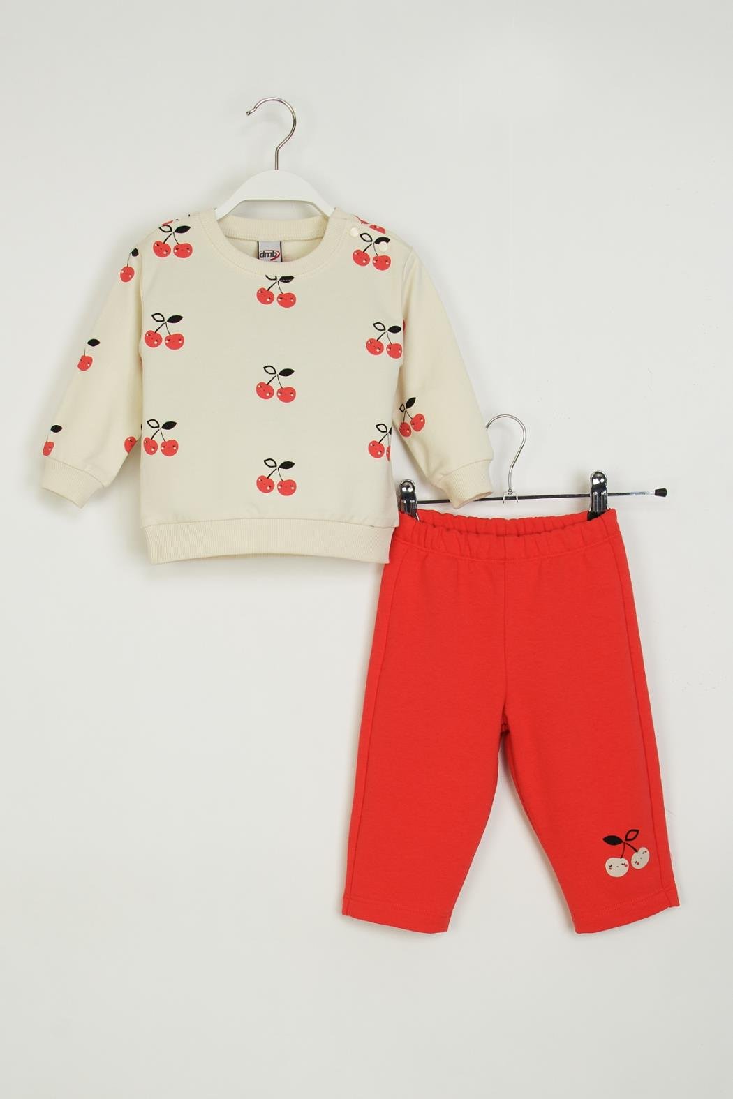 Kirazlı Bebe Takım - Ekru