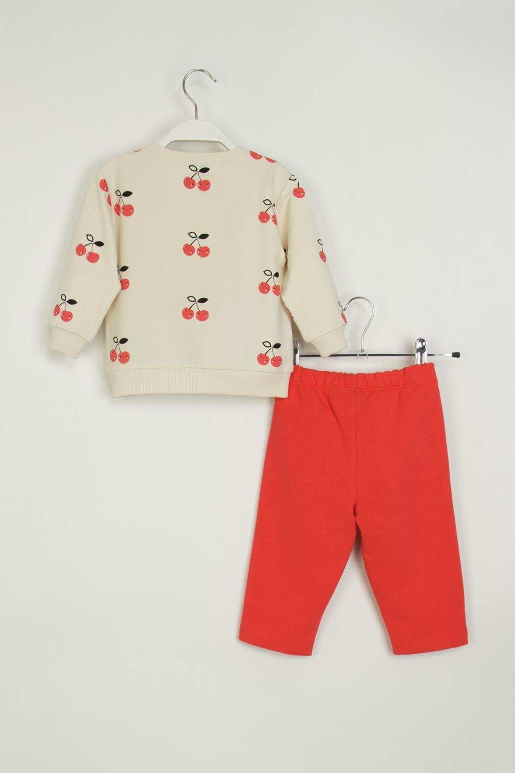 Kirazlı Bebe Takım - Ekru