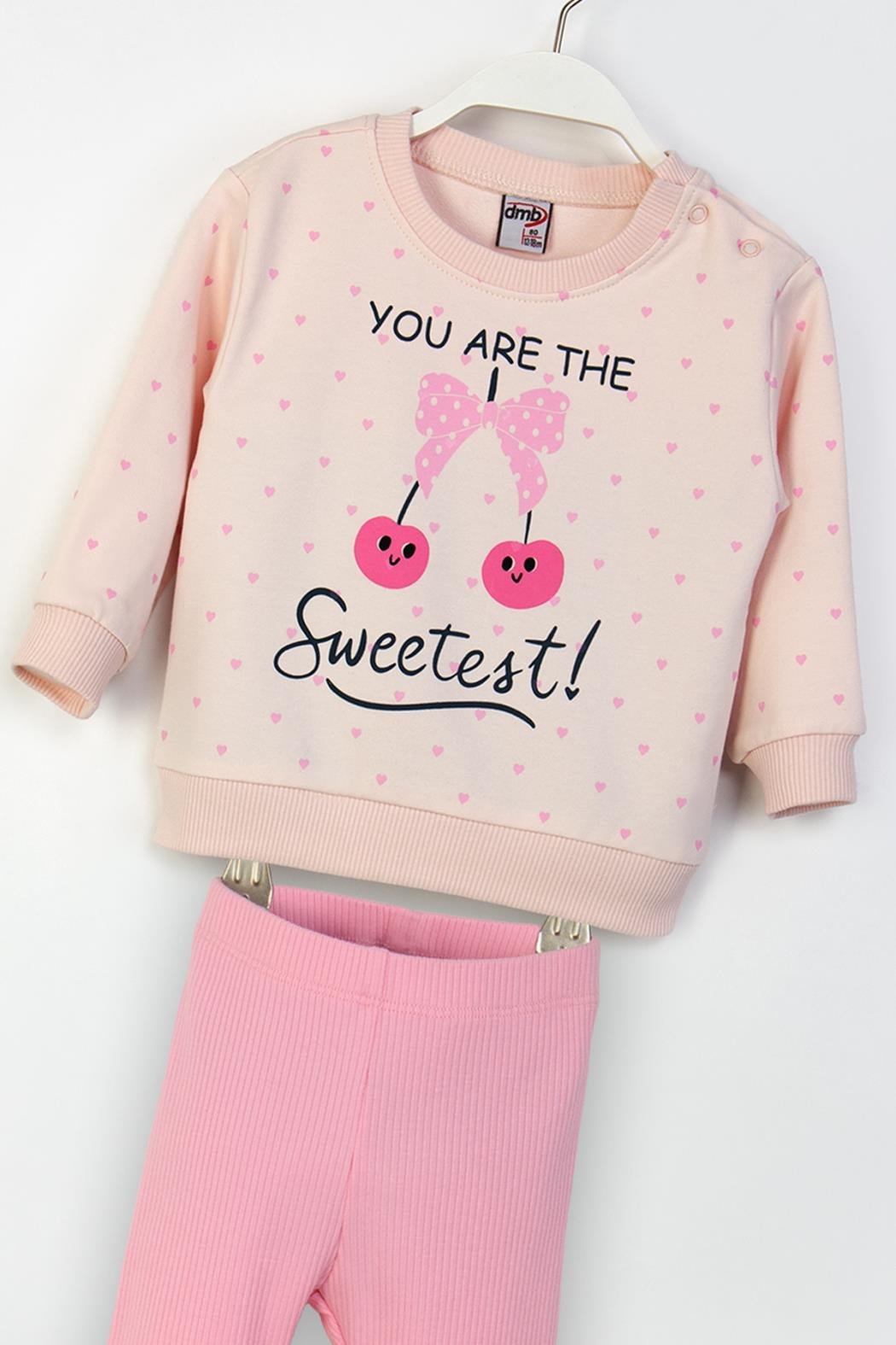 Kirazlı Bebe Taytlı Takım - Pembe