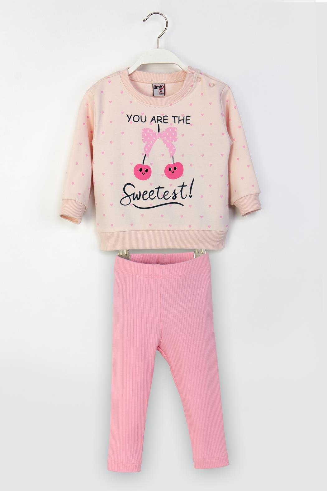 Kirazlı Bebe Taytlı Takım - Pembe