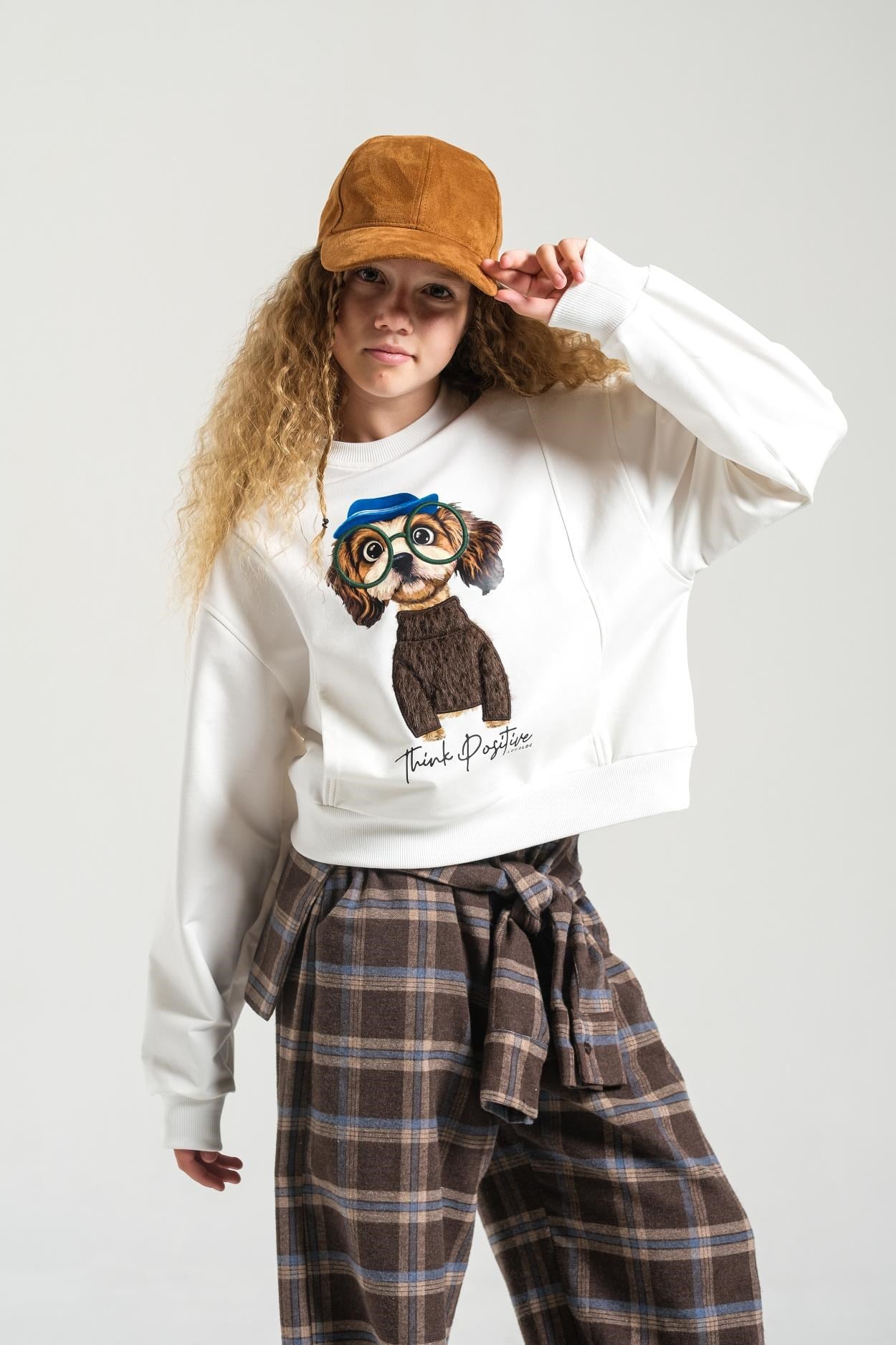 Köpek Baskılı Sweat - Kahverengi