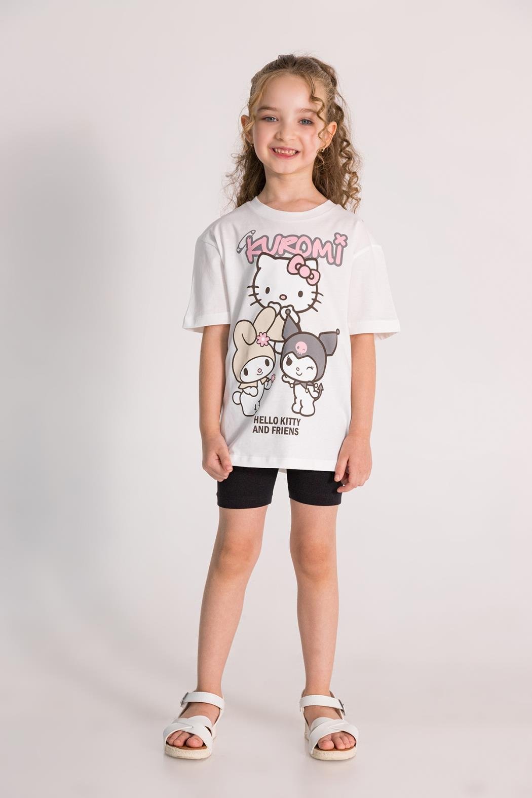 Kuromi Kız Tişört - Ekru