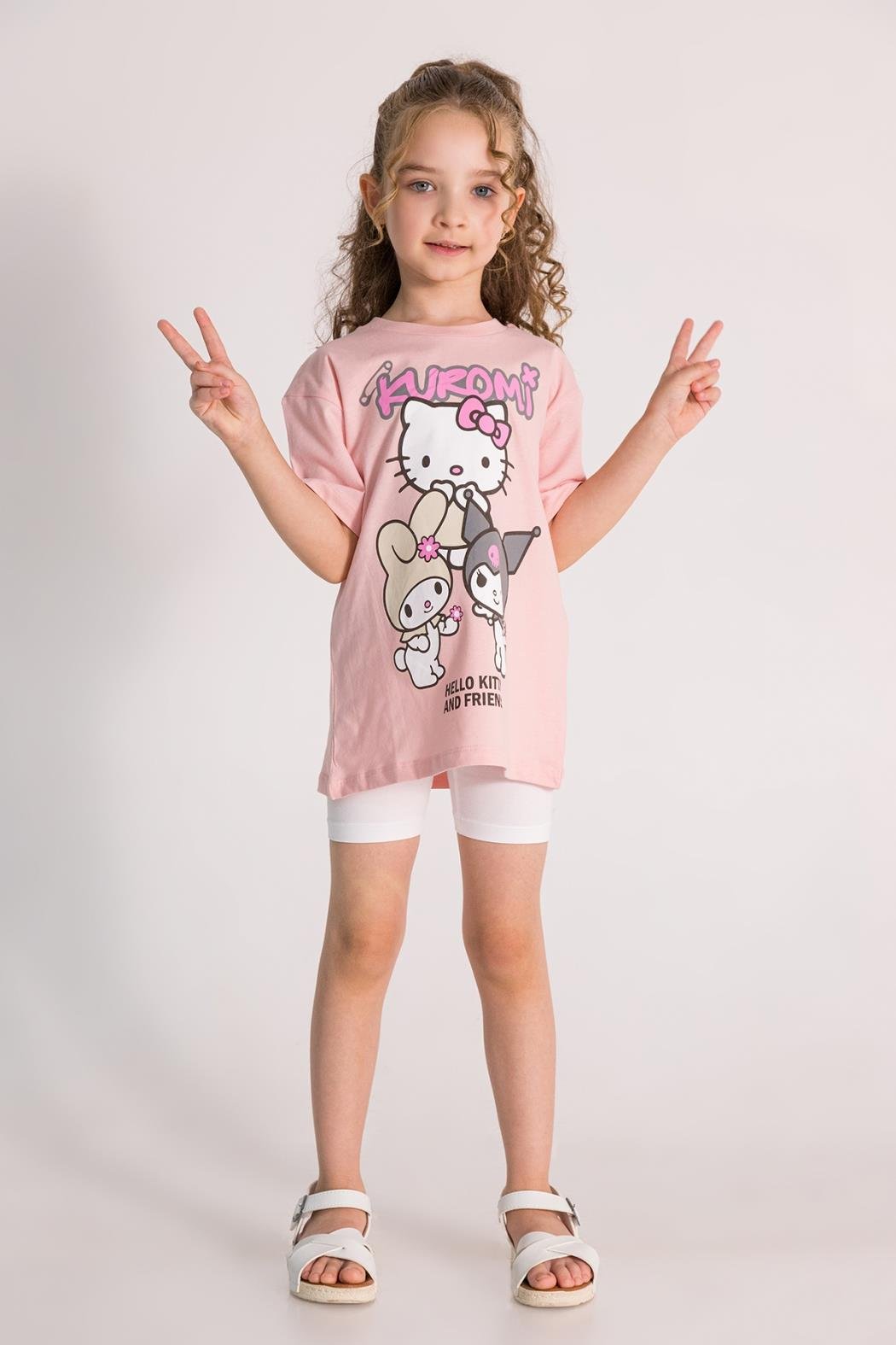 Kuromi Kız Tişört - Pudra