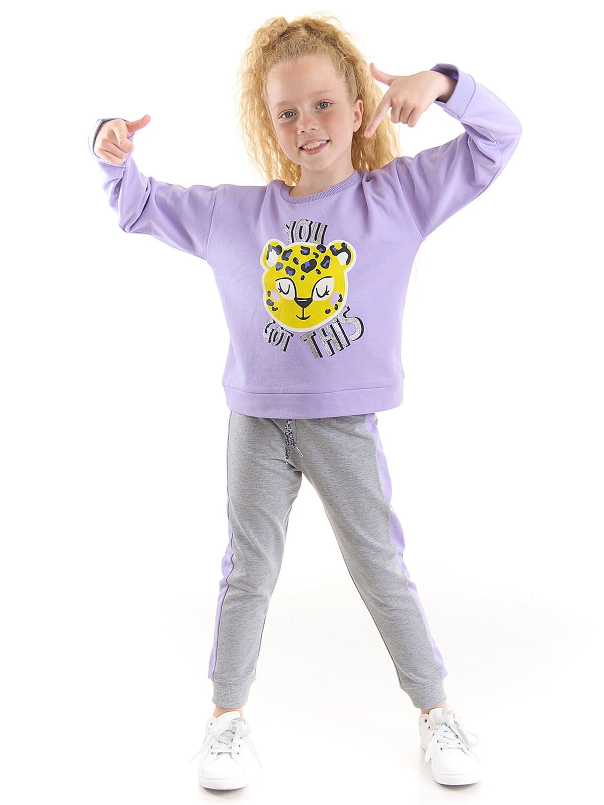 LEOPAR KIZ ÇOCUK LİLA ALT-ÜST TAKIM