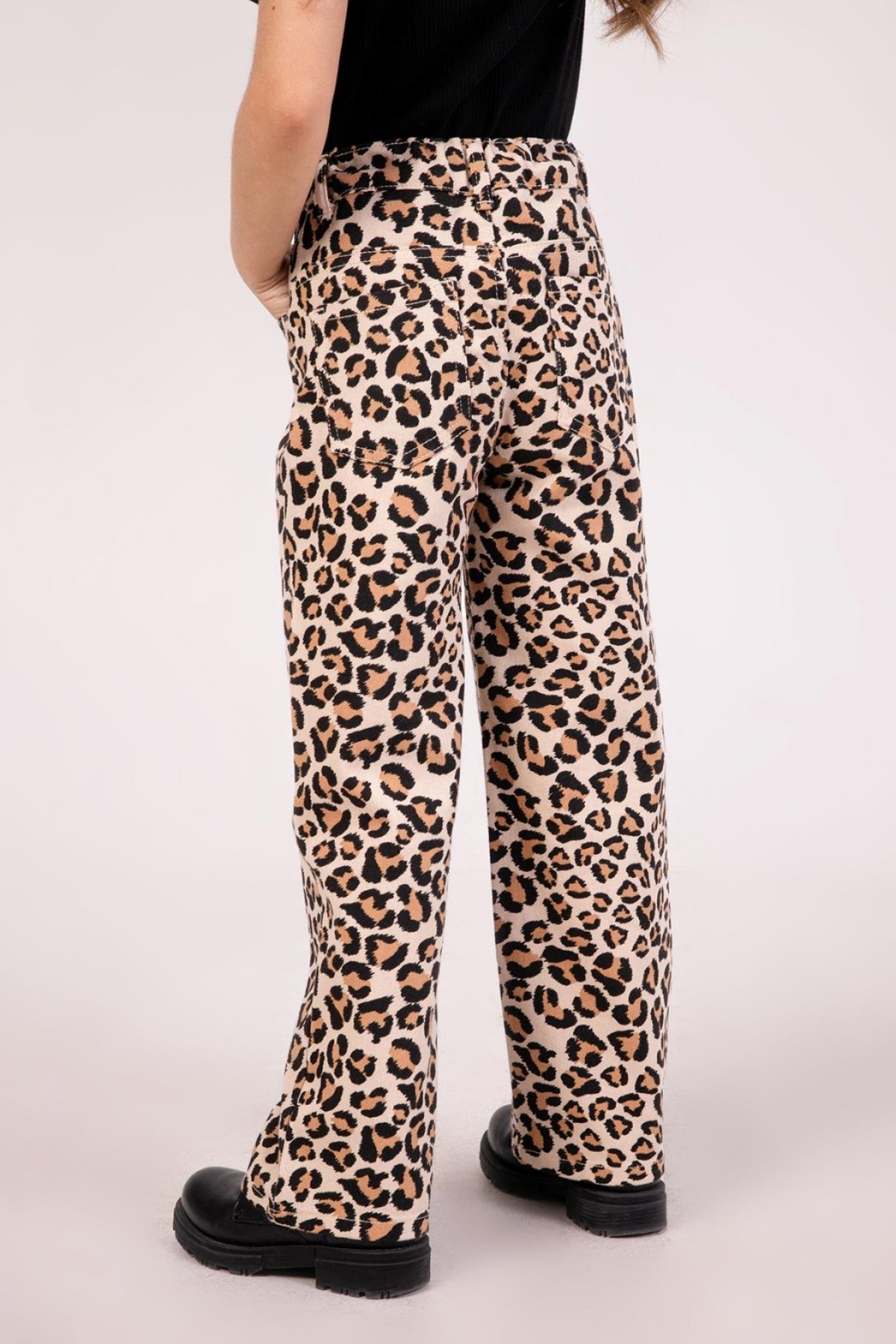 Leopar Kız Pantolon - Bej