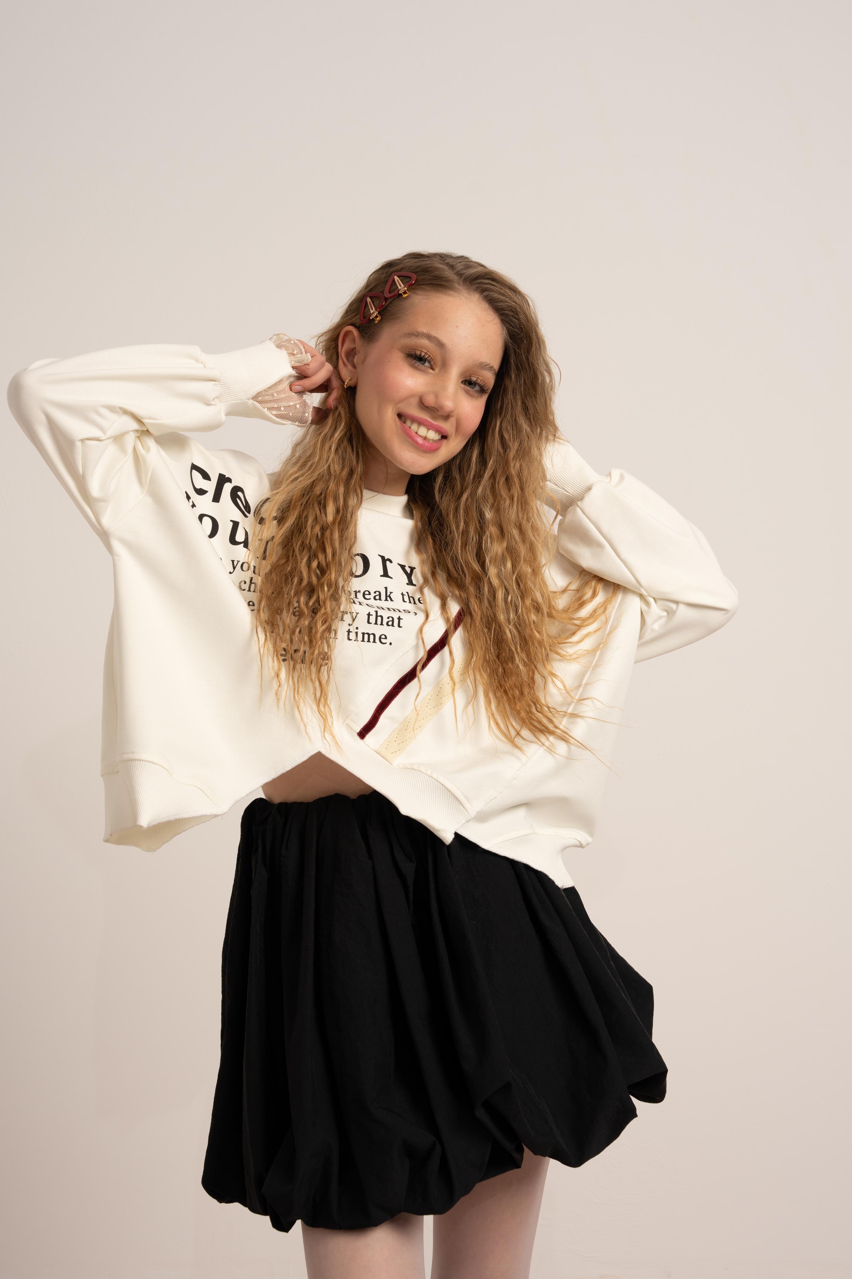 LOCO LOCO Create Kız Sweat - Ekru