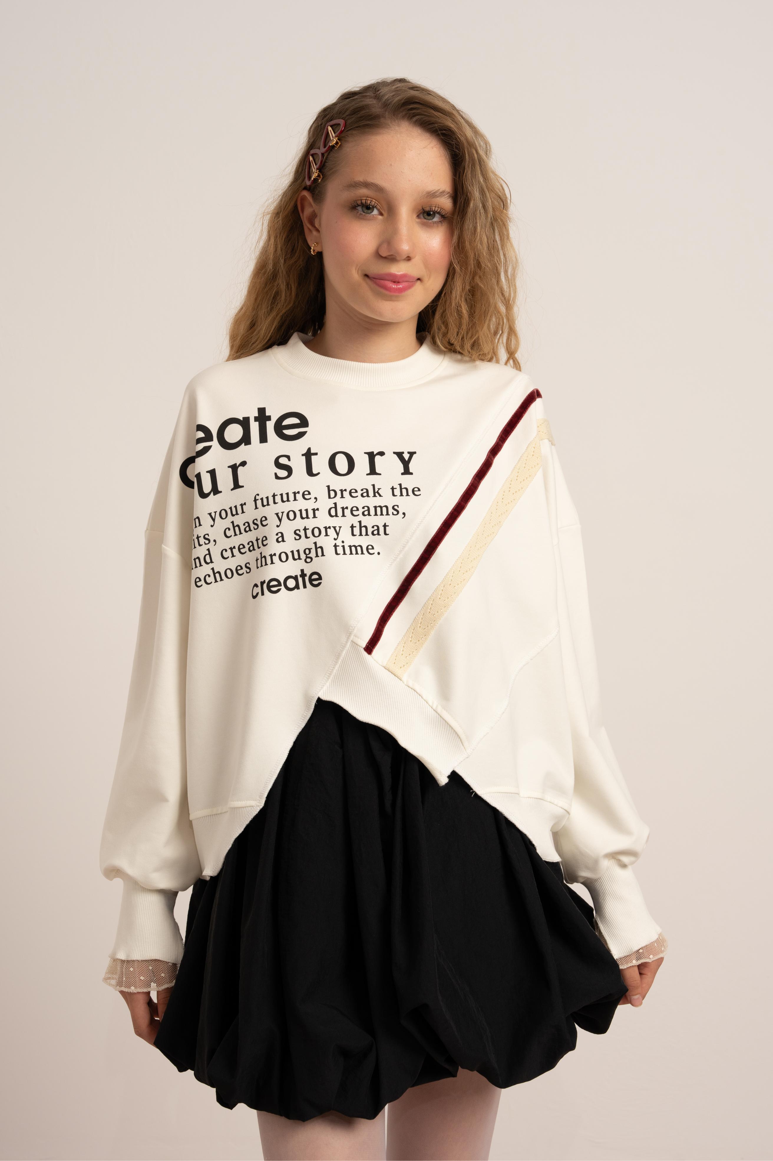 LOCO LOCO Create Kız Sweat - Ekru