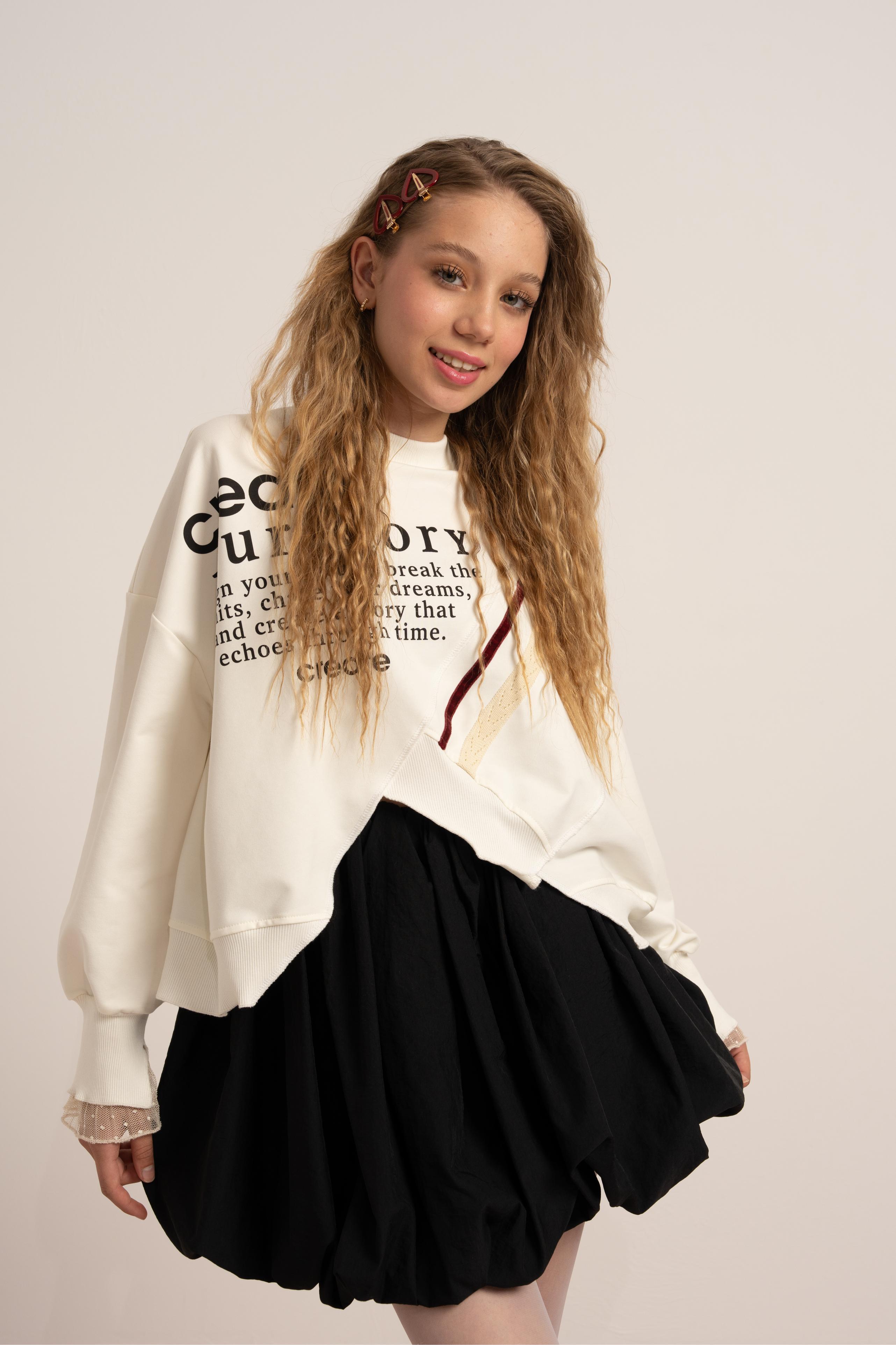 LOCO LOCO Create Kız Sweat - Ekru