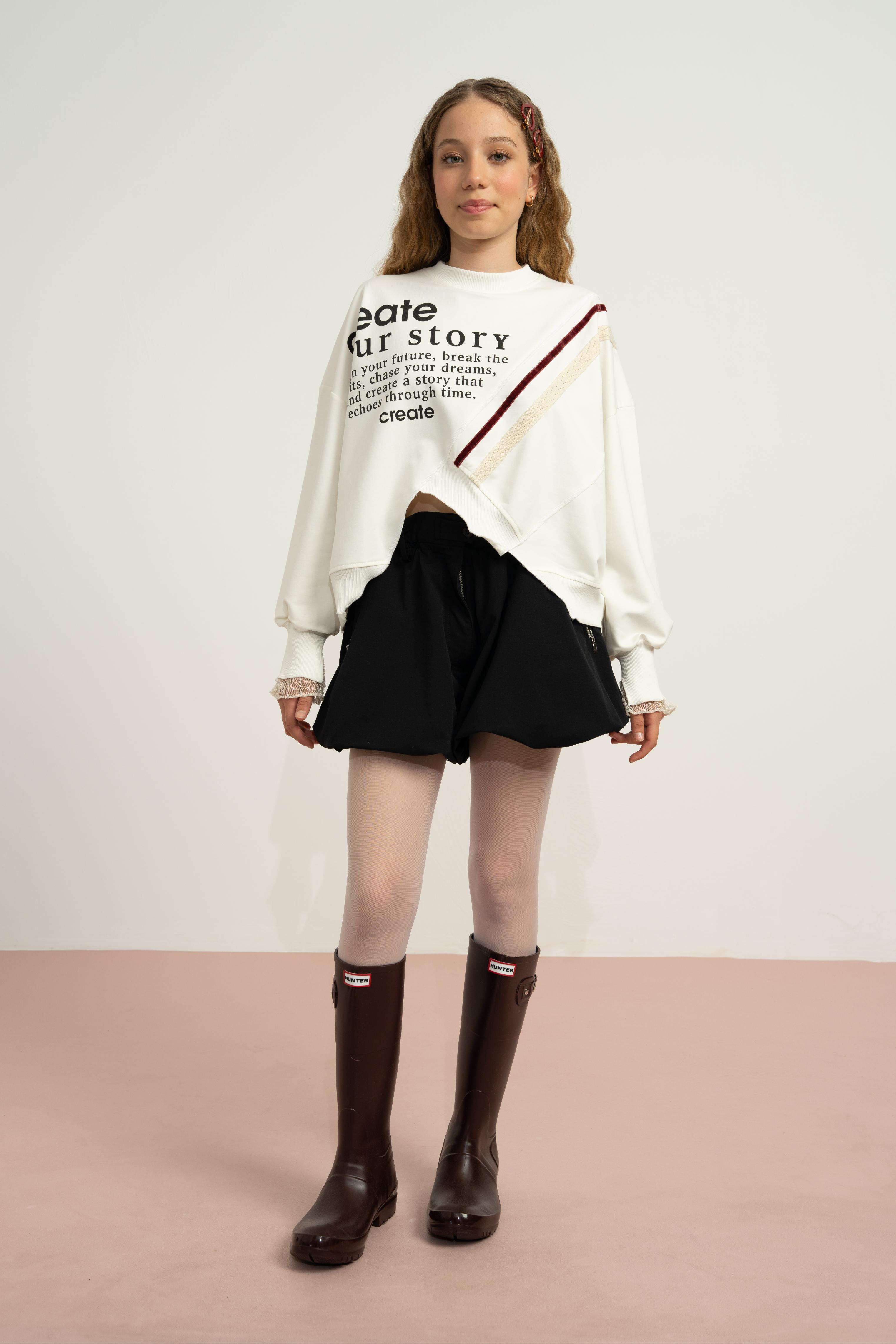 LOCO LOCO Create Kız Sweat - Ekru