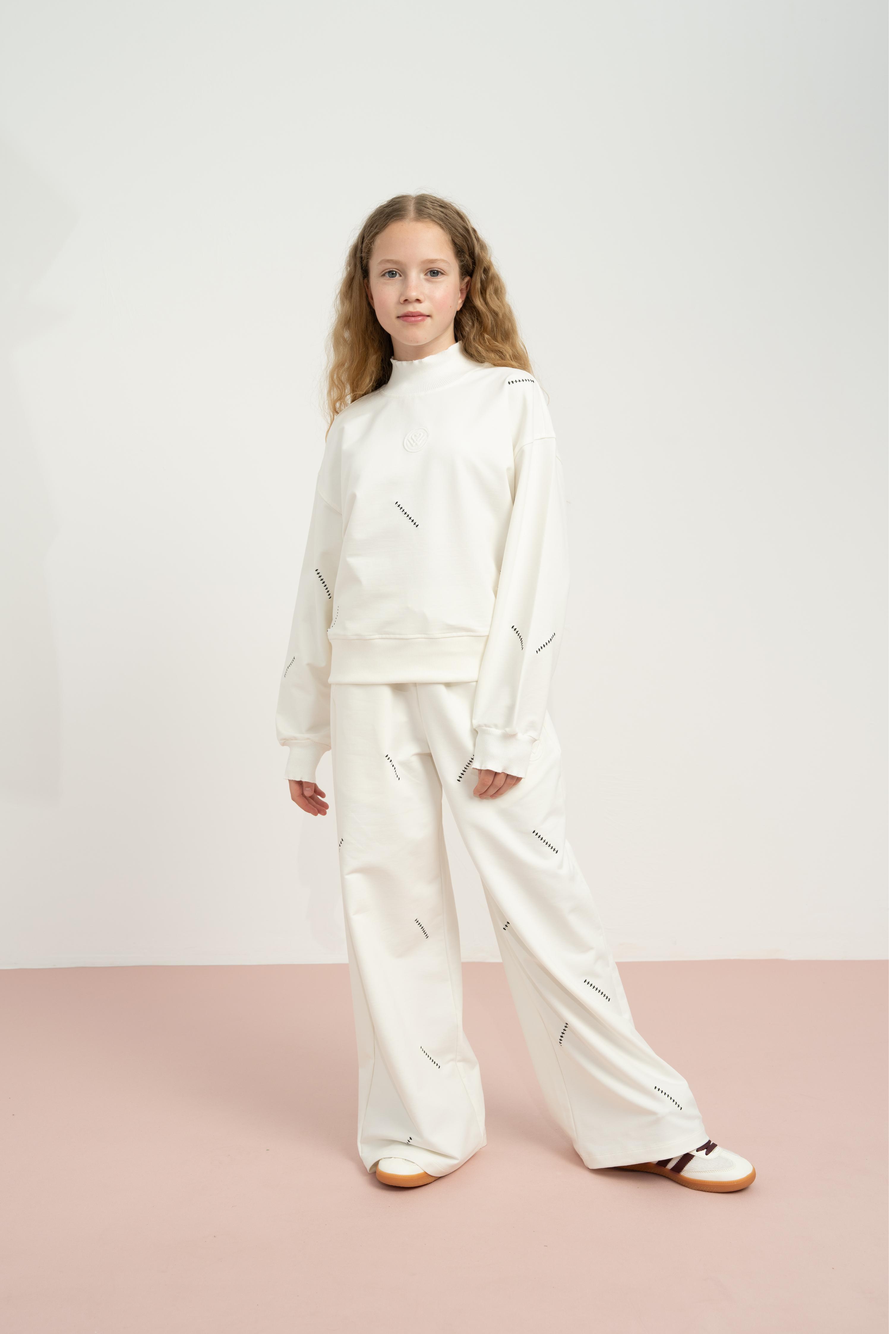 LOCO LOCO Dikişli Kız Takım - Ekru
