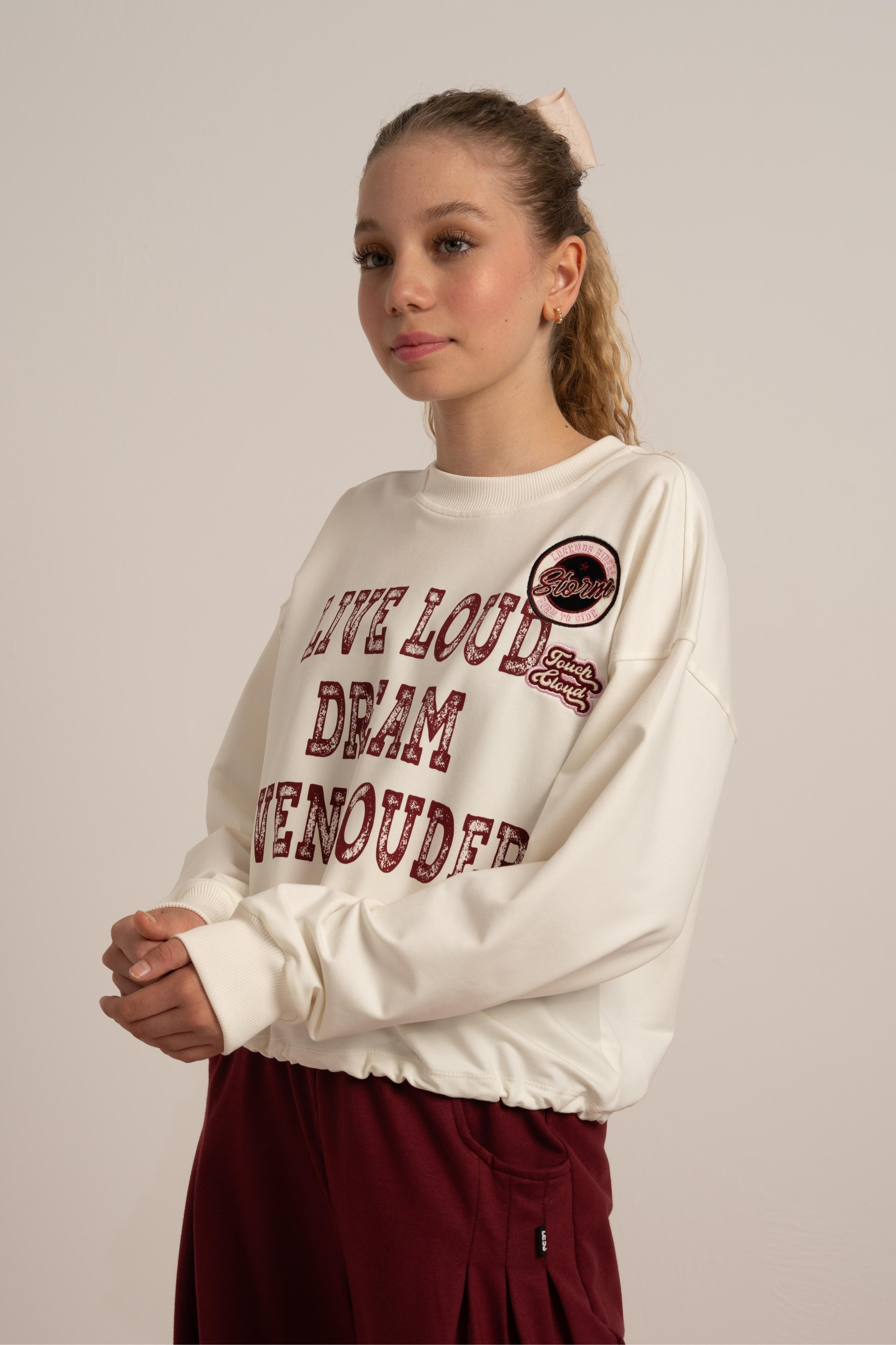 LOCO LOCO Dream Kız Sweat - Ekru