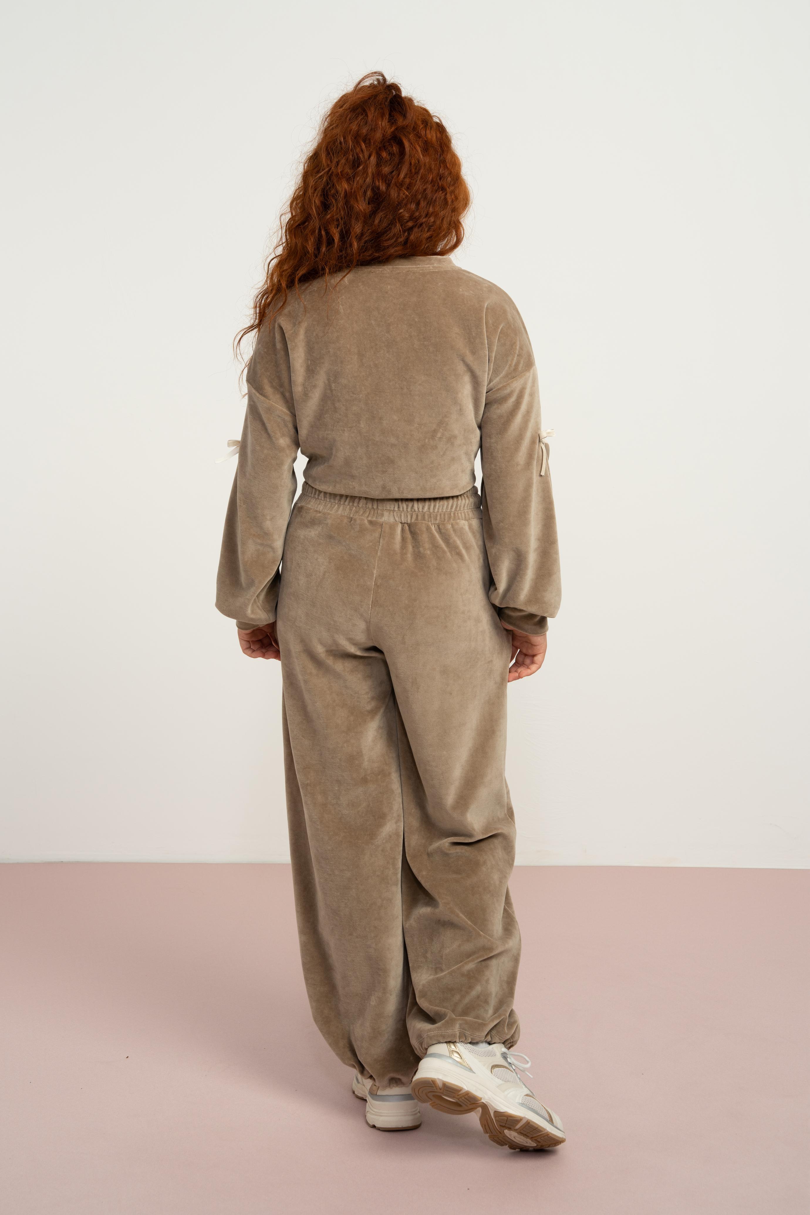 LOCO LOCO Kadife Kız Takım - Bej