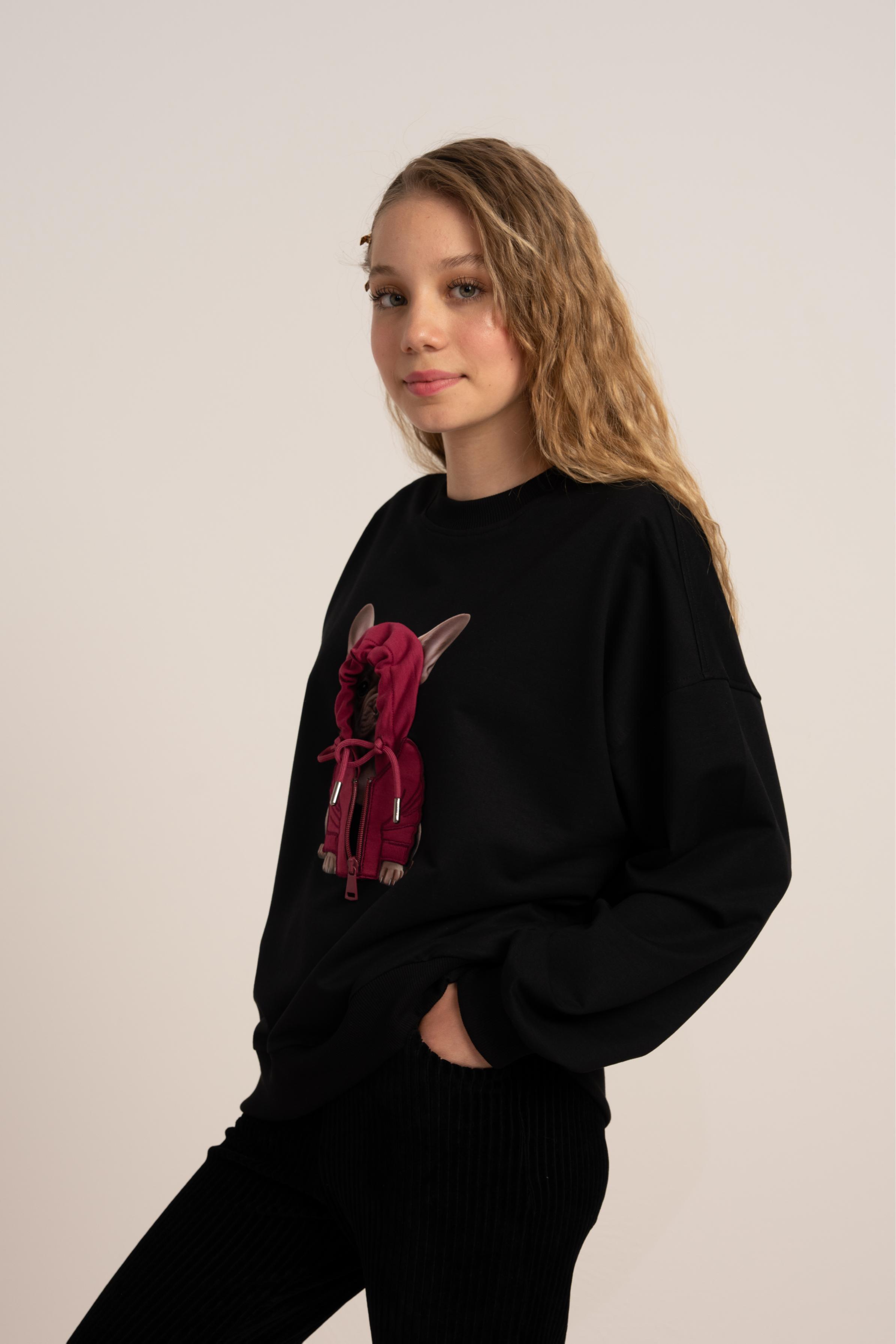 LOCO LOCO Kapşonlu Köpek Sweat - Siyah