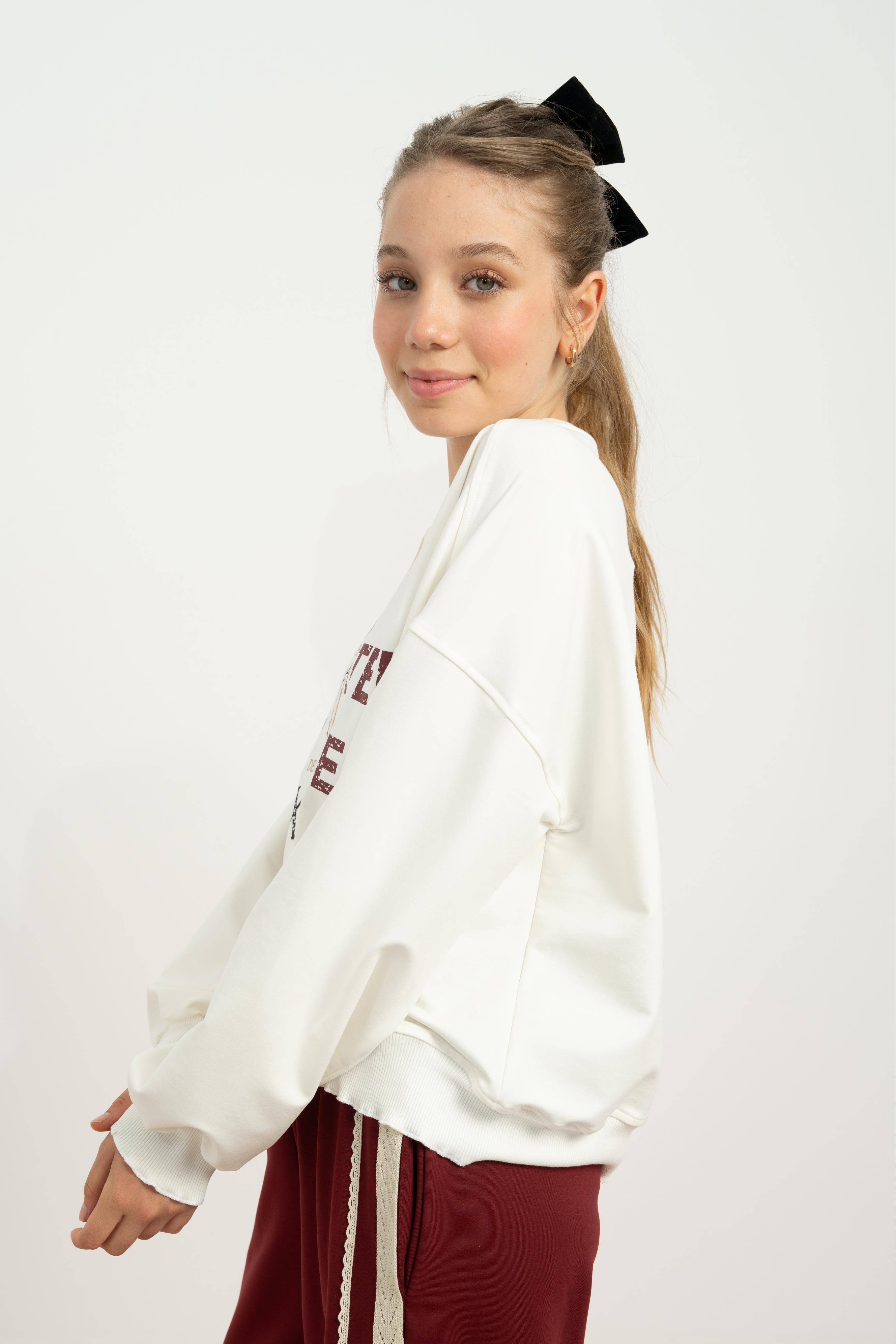 LOCO LOCO Önü Fermuarlı Sweat - Ekru