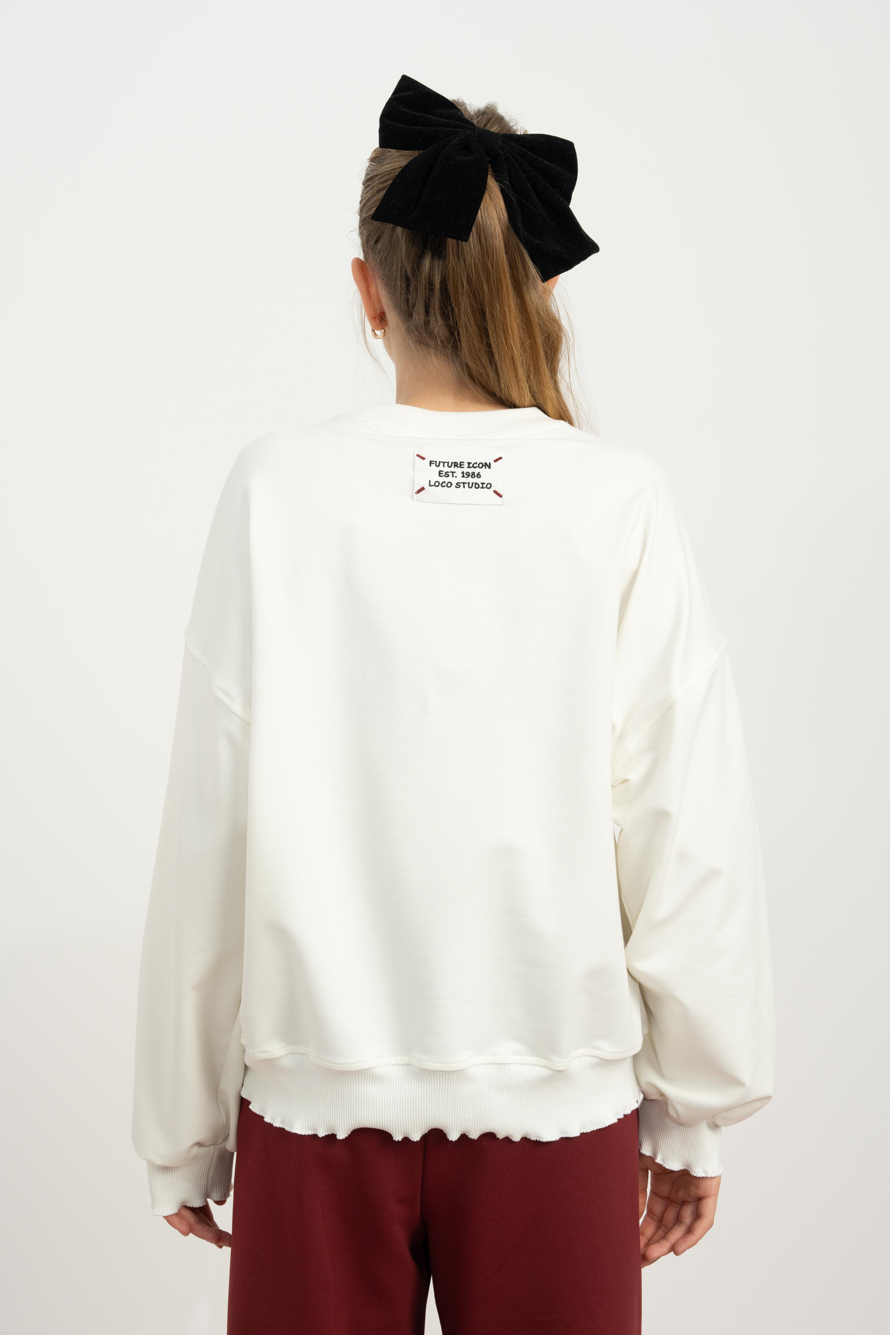 LOCO LOCO Önü Fermuarlı Sweat - Ekru