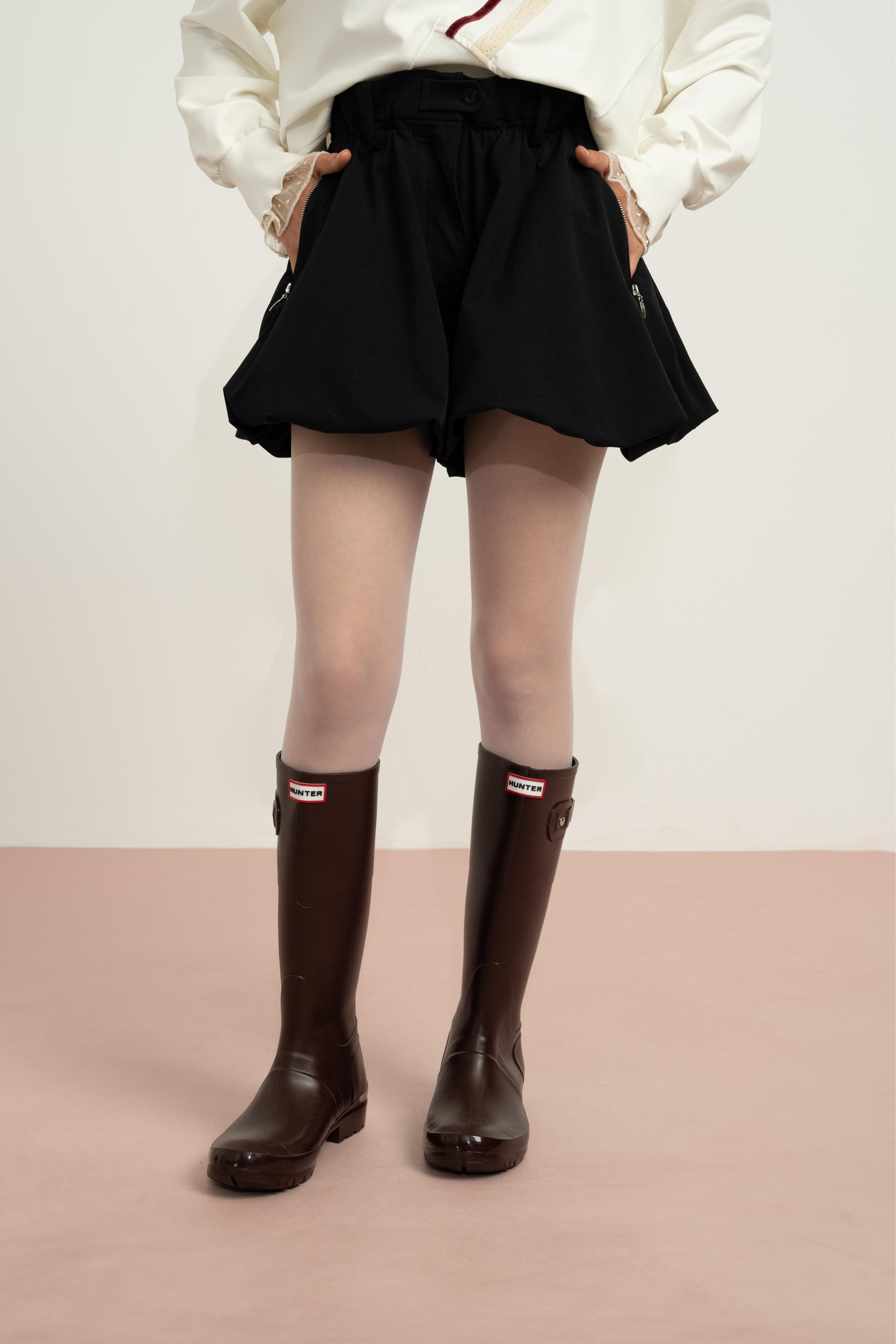 LOCO LOCO Paraşüt Kız Balon Şort Etek - Siyah