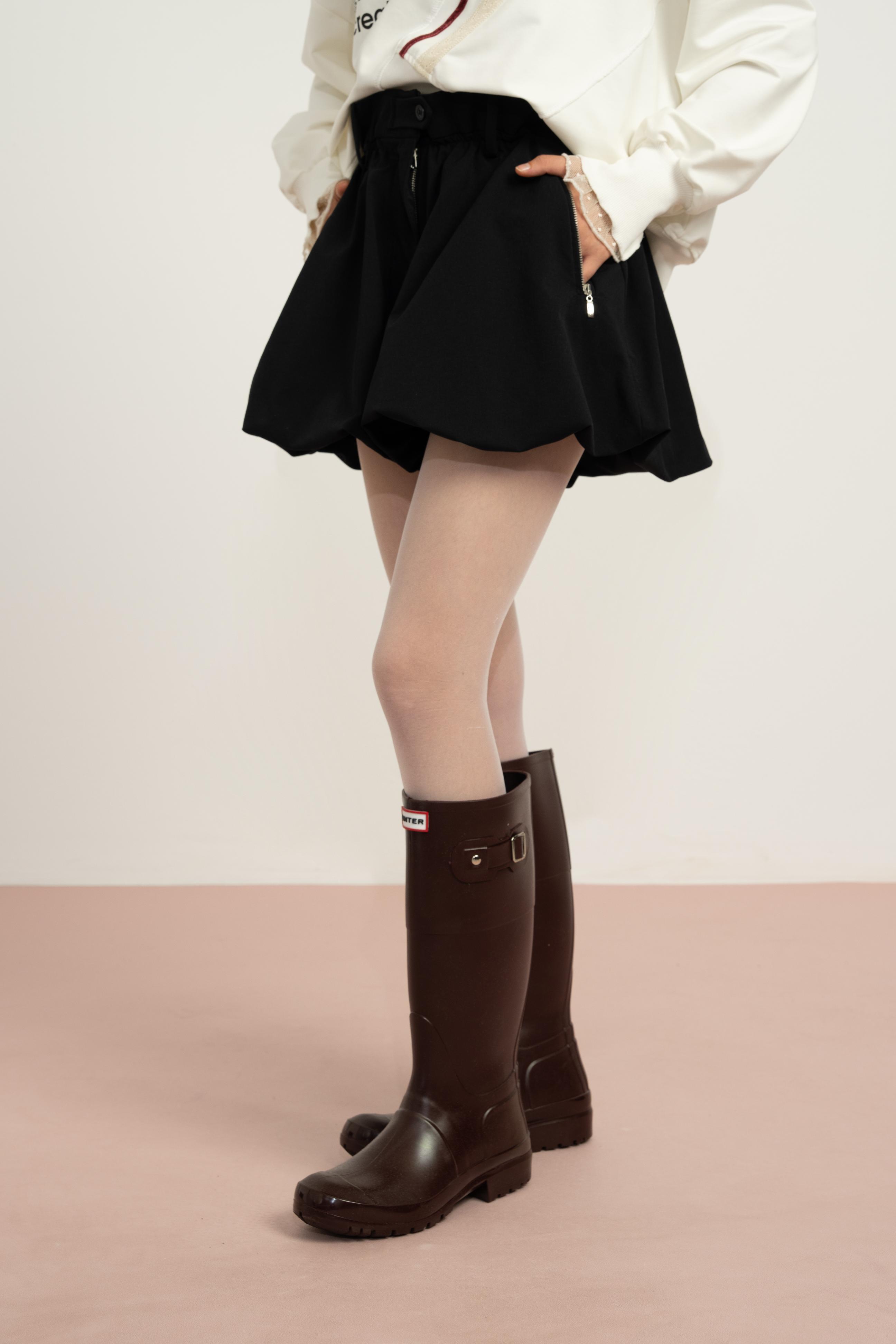 LOCO LOCO Paraşüt Kız Balon Şort Etek - Siyah