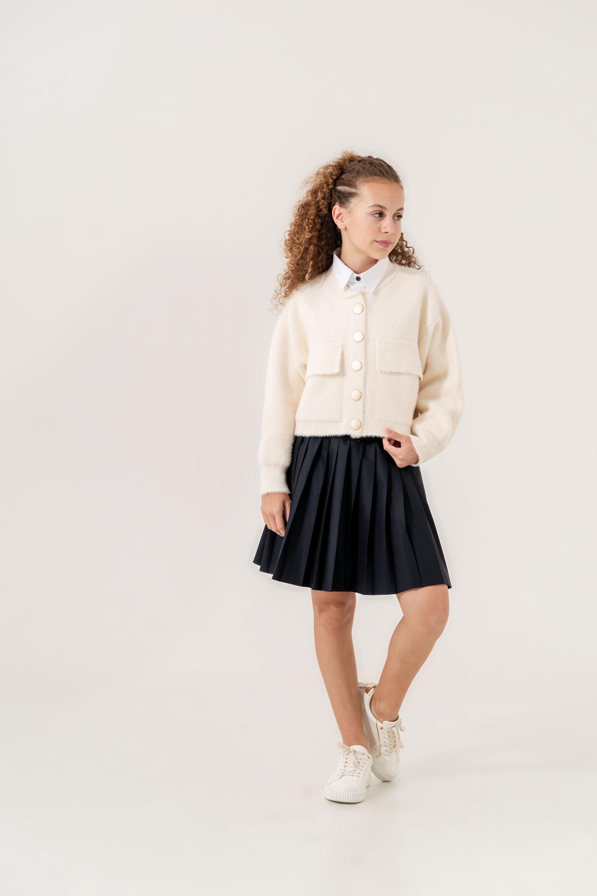 LOCO LOCO Sakallı Kız Ceket - Ekru